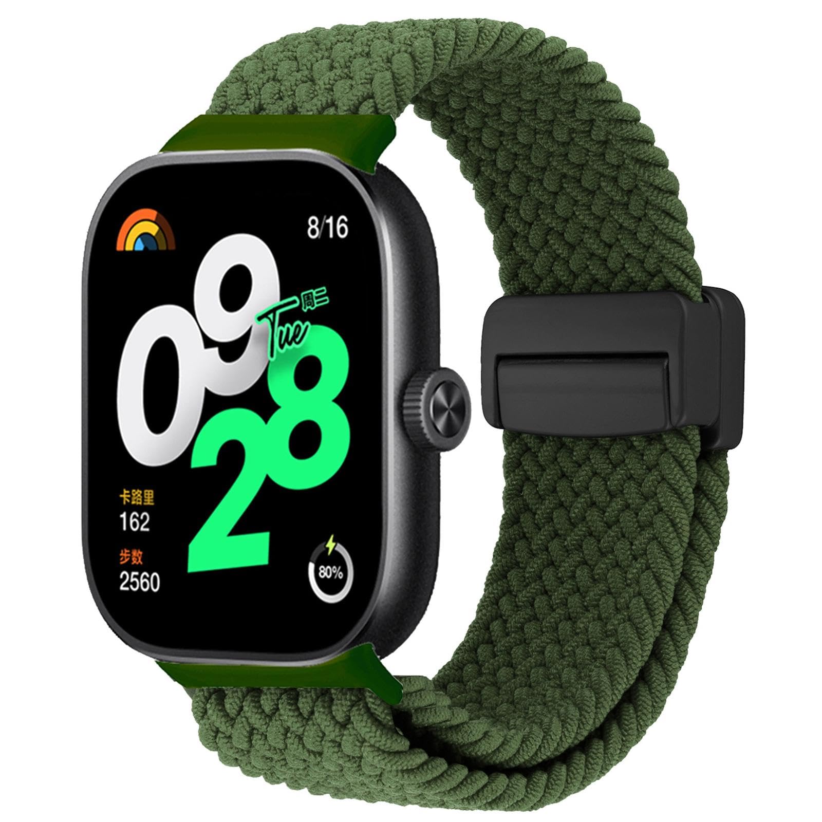 For Xiaomi Band 9 Pro/8 Pro/Redmi Watch6/5/4 xDfind Magnetic Buckle Nylon Braid Loop Watch Band(Green)