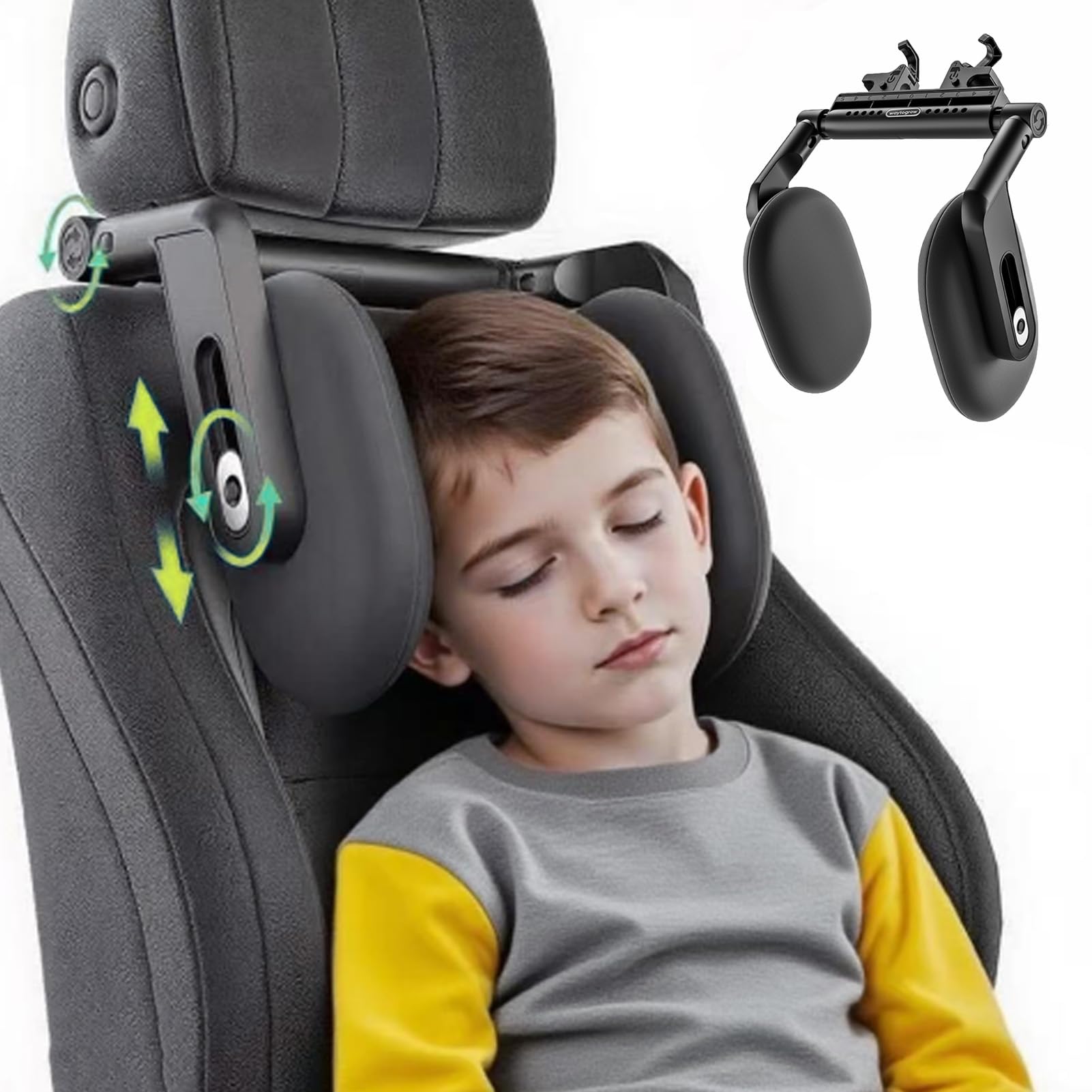 Car Headrest Pillow, Adjustable Car Headrest,Thickened Memory Foam Road Pal Headrest, Neck Support Pillow, U- Shaped Design, Travel Car Sleeping,Suitable for Kids and Adults