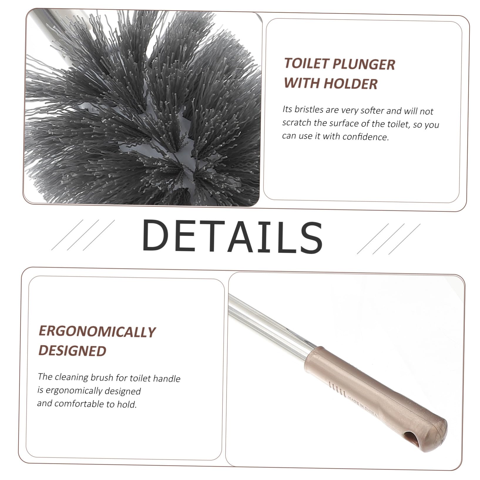 Toyvian Toilettenbürste und Saugglocke mit Halter Ergonomisch Kratzschonend Langlebig Kraftvoller Wc reiniger für Badezimmer Hotel Büro und Öffentliche Räume Braun