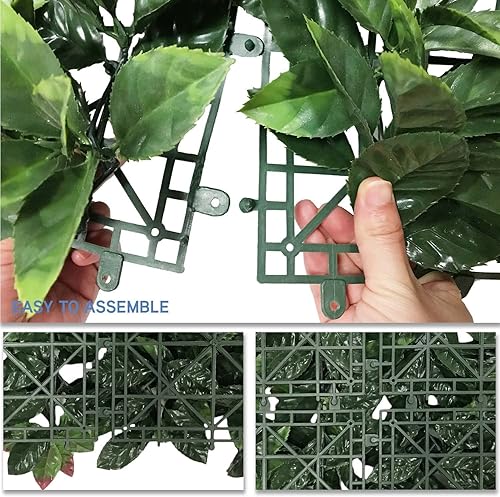 Miniatura 6 de E&K Panel de valla de plantas artificiales de 20 x 20 pulgadas, hojas sintéticas, césped, panel de privacidad para interiores y exteriores (fotinia,