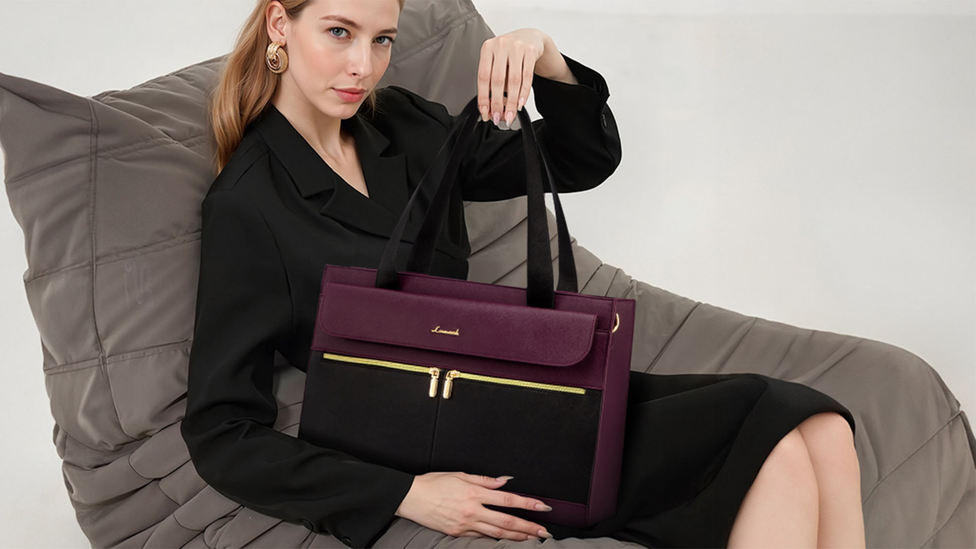 Sac à Main Femme Grand Format LOVEVOOK - Cuir PU, Poche Bouteille Extérieure, Pour Ordinateur 15,6"