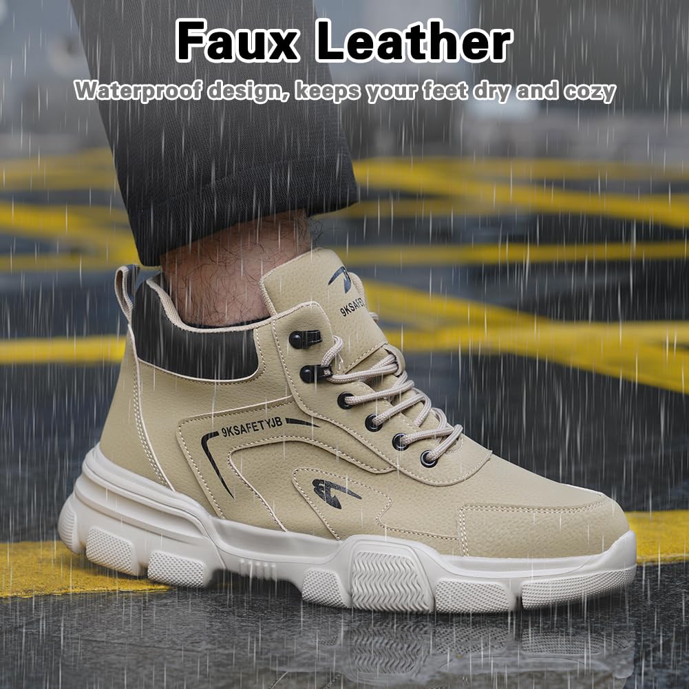 OFFCUP Chaussures de Sécurité Homme, Chaussures de Travail Embout Acier Montante, Bottes de Sécurité Antidérapant Respirant, Basket de Securite Légère Imperméables, Baskets Chantier Confortable