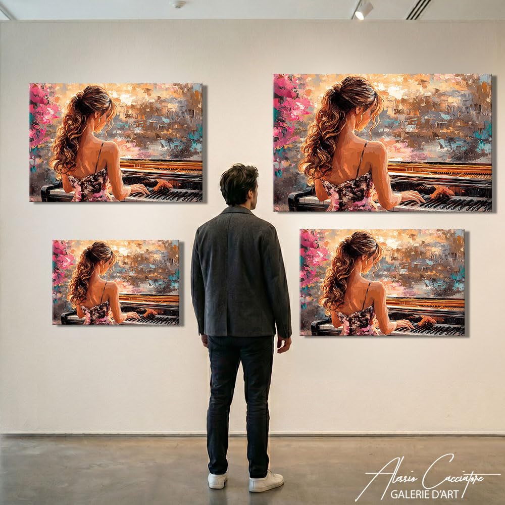 Lavagna da donna con cornice, stampa su tela, musica - decorazione da parete per ufficio - Quadro su tela Musica - idea regalo per musicista - decorazione da parete soggiorno moderno, 120 x 80 cm