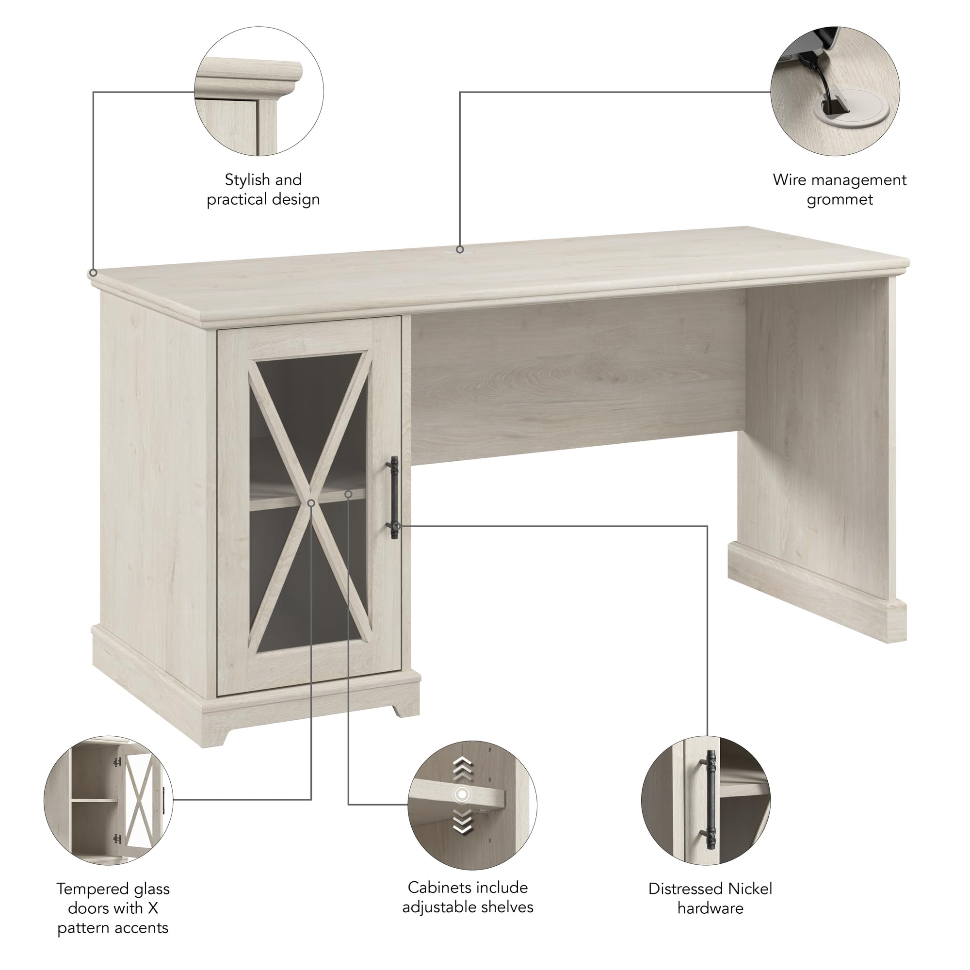 Amazon.com: Bush Home Lennox 60W Farmhouse Desk with Storage