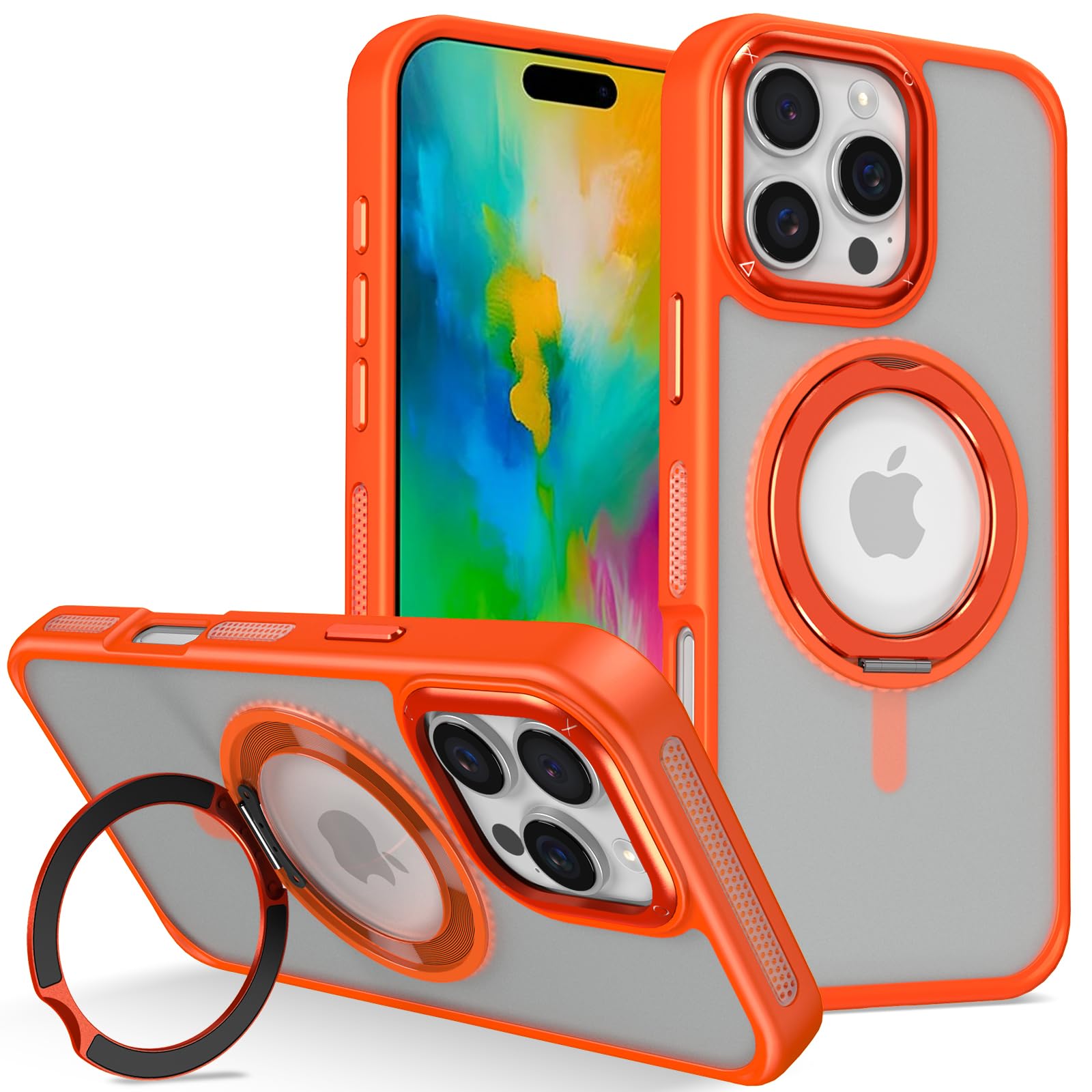 Hitaoyou Designed for iPhone 15 Pro Case with 360° Magnetic Rotatable Ring Stand [Military Drop Protection] [Compatible with Mag-Safe] Shockproof Slim Translucent Back Cover for iPhone 15 Pro 6.1"