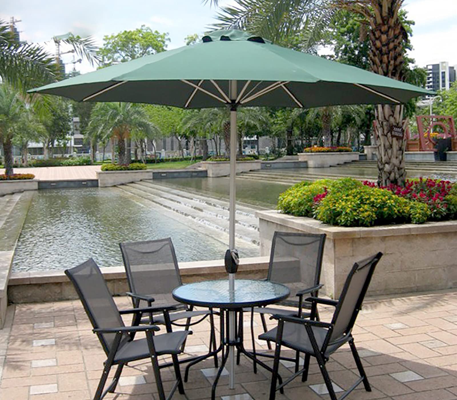 Parasol Ogrodowy Duży Parasol Ogrodowy O Długości 9 Stóp, Parasol Stołowy Ogrodowy O Długości 2,7 M Z Aluminiowym Słupkiem I Korbą, Baldachim Do Basenu Ogrodowego
