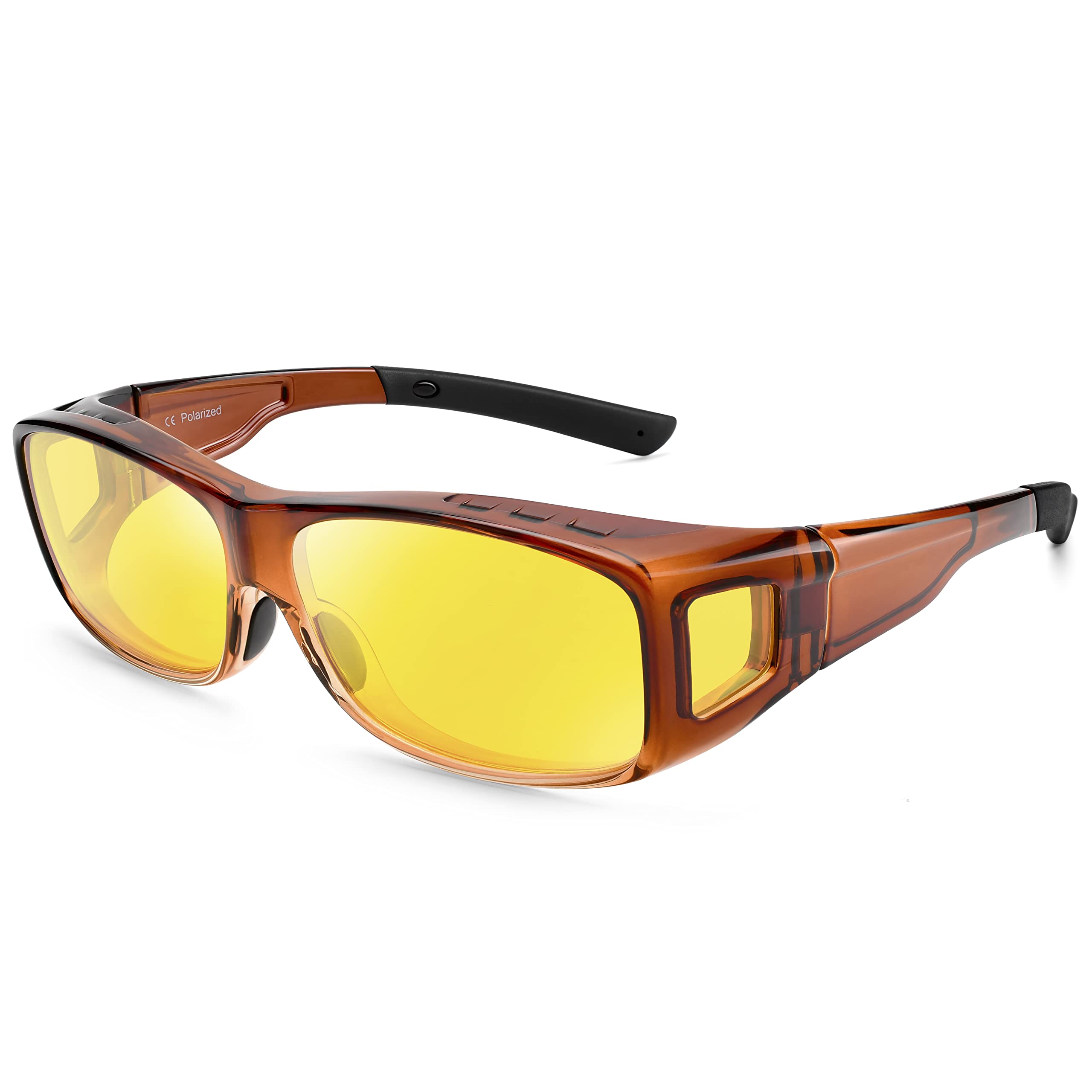 Peekaco Polarized Sunglasses Fit Over Glasses for Men Women, Wrap Around Sunglasses UV400 Protection for Driving