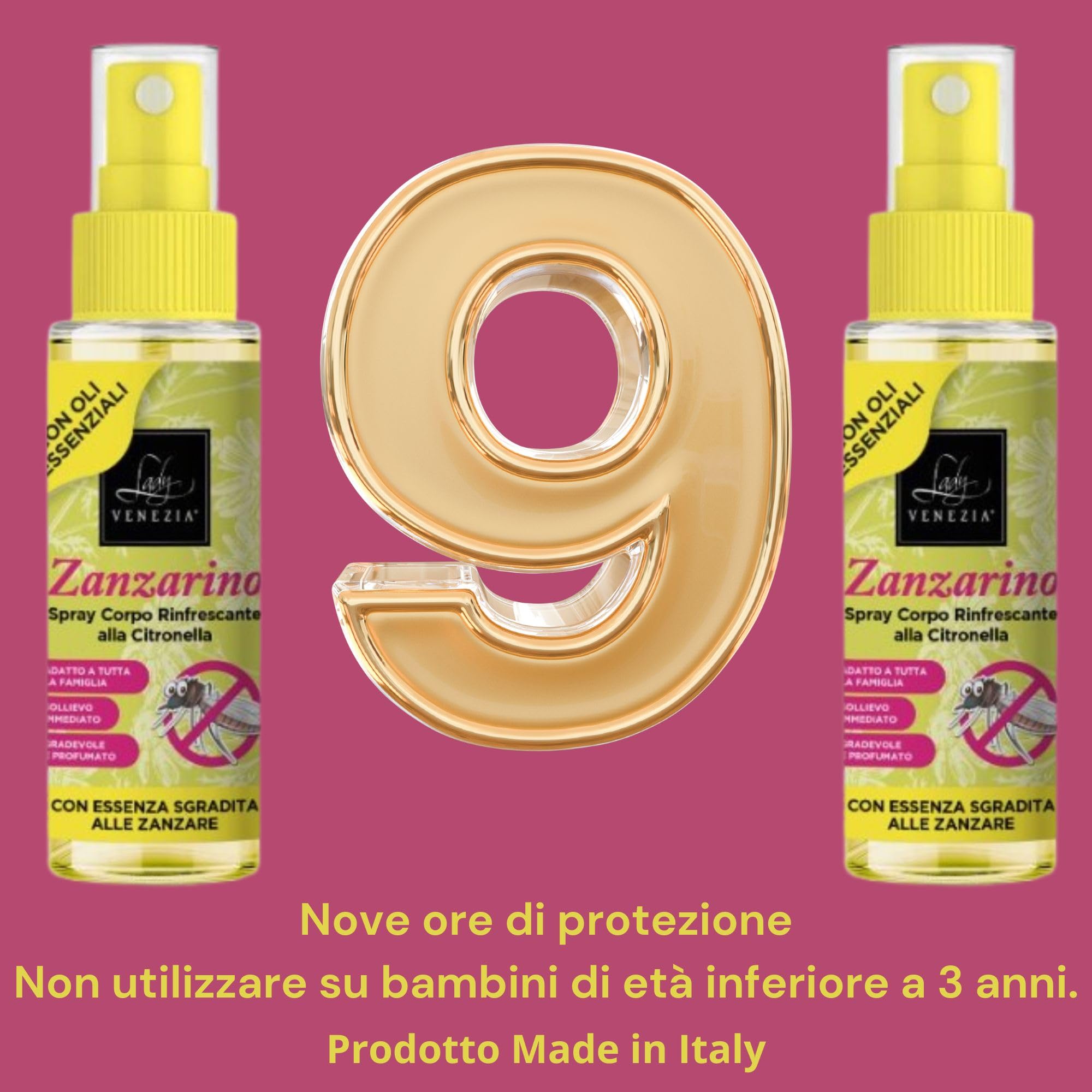 Lady Venezia - Repellente Zanzare - Spray Antizanzare - Anti Zanzare con Olio Essenziale di Citronella - Formato Famiglia - 90 ml - Scopri i Formati Convenienza Disponibili