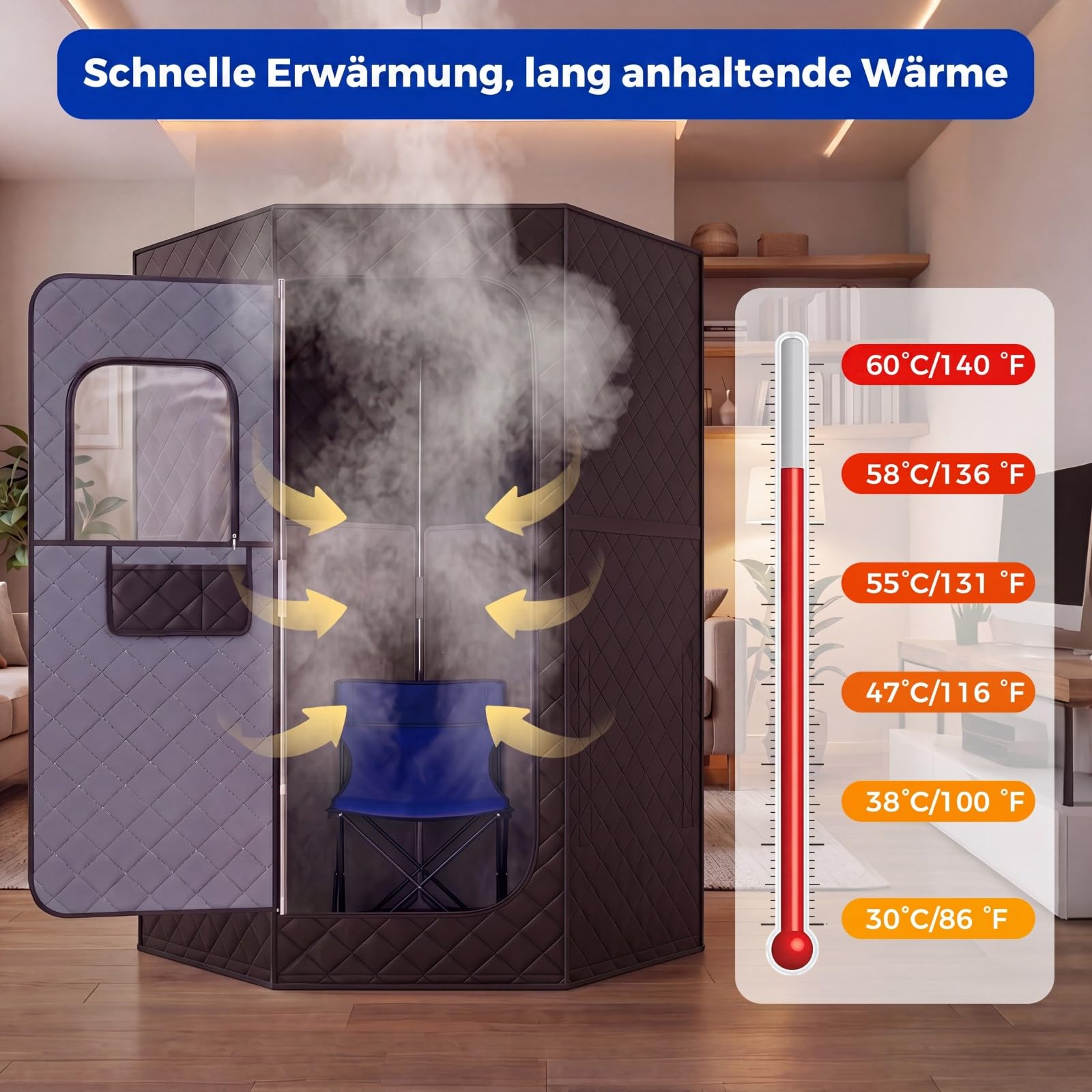 COSTWAY Sauna na podczerwień, składana, namiot do sauny z 6-stopniowym