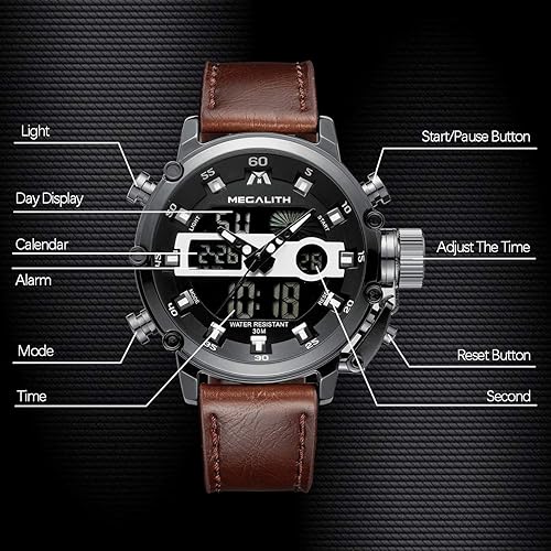 Miniatura 5 de MEGALITH Relojes para hombre, impermeables, digitales, militares, tácticos, tácticos, multifunción, resistente, LED, reloj digital para hombres,