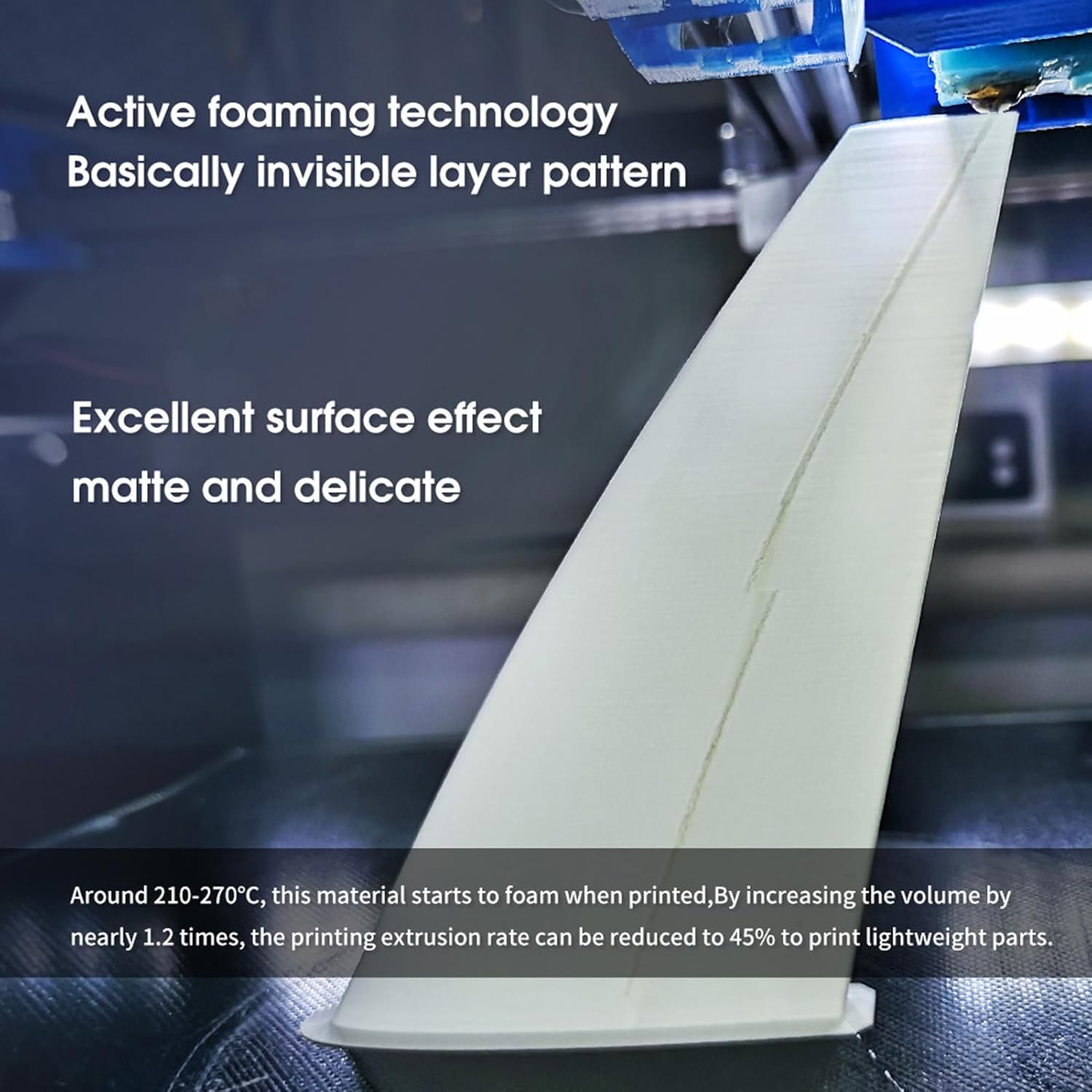 Irfora PLA-LW Weight PLA 3D Printer Filament Low Density Strong Paint Adhesion 1.75mm 1KG Spool Foaming PLA Filament for 3D Printers 3D Printed Airplane