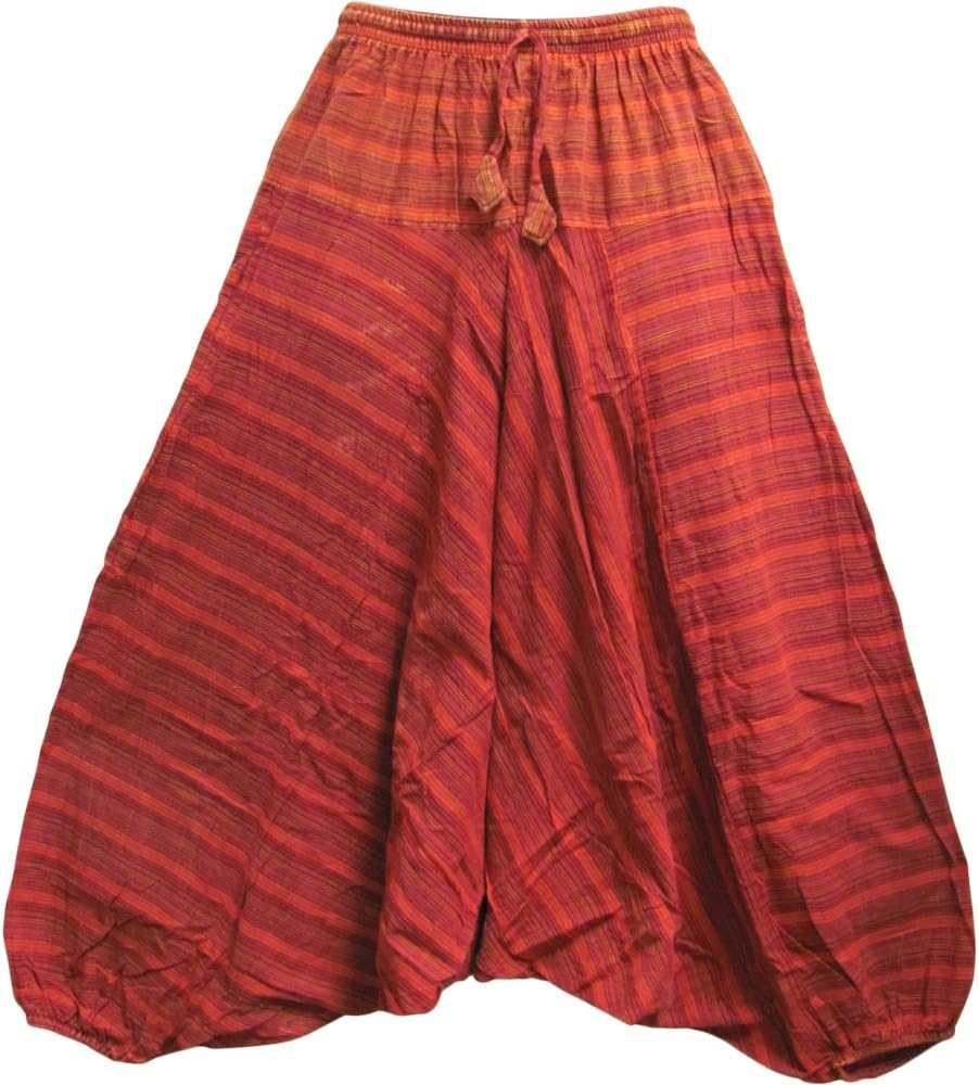 Men's Vintage Hippie Aladdin Striped Stonewashed Cotton Yoga Baggy Harem Pants