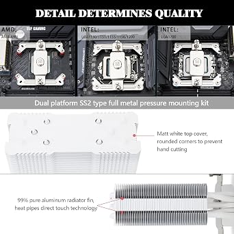TR-Assassin King 120 SE WHITE ARGB CPU Air Cooler, AK120 SE WHITE ARB, 5 Heatpipes, TL-C12CW-S PWM Quiet Fan CPU Cooler With S-FDB Bearing, for AMD AM4 AM5/Intel 1150/1151/1200/1700