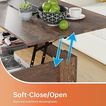 FDW | 47 Lift Top Coffee Table | Brown | with Hidden Storage