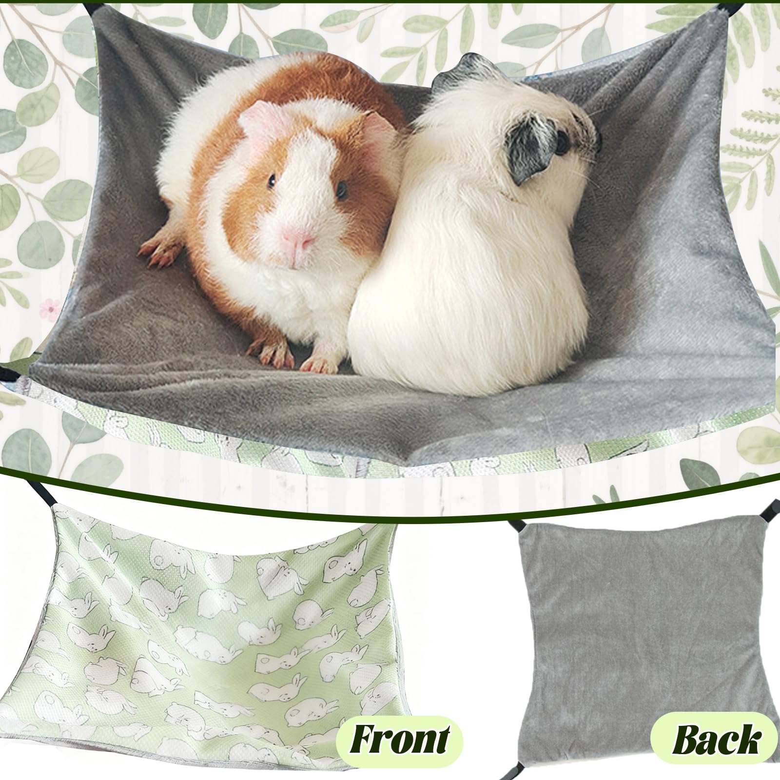 Maison cochon d'inde, Hamac Lit Hamac pour Animaux de Compagnie À Double Couche Chinchilla Furet pour cage de petit animal de compagnie, pour Chinchilla,Hérisson,Cobayes (Glace Soie, lapin vert)