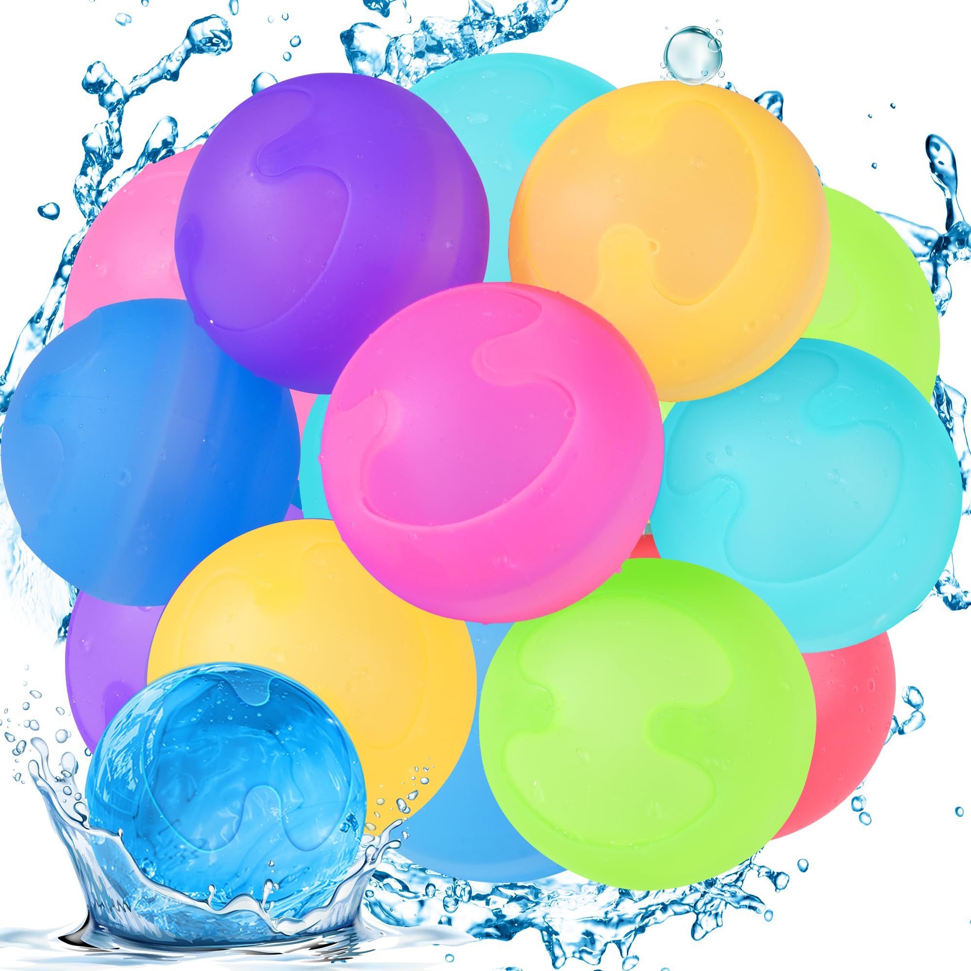 Bombe a Eau réutilisables, 12 Pièces Bombes à Eau à Fermeture Automatique, Ballons Eau Remplissage Rapide, Ballons d'eau Réutilisables Pour l'été Extérieur, Parc Aquatique, Piscine, Fête de Plage
