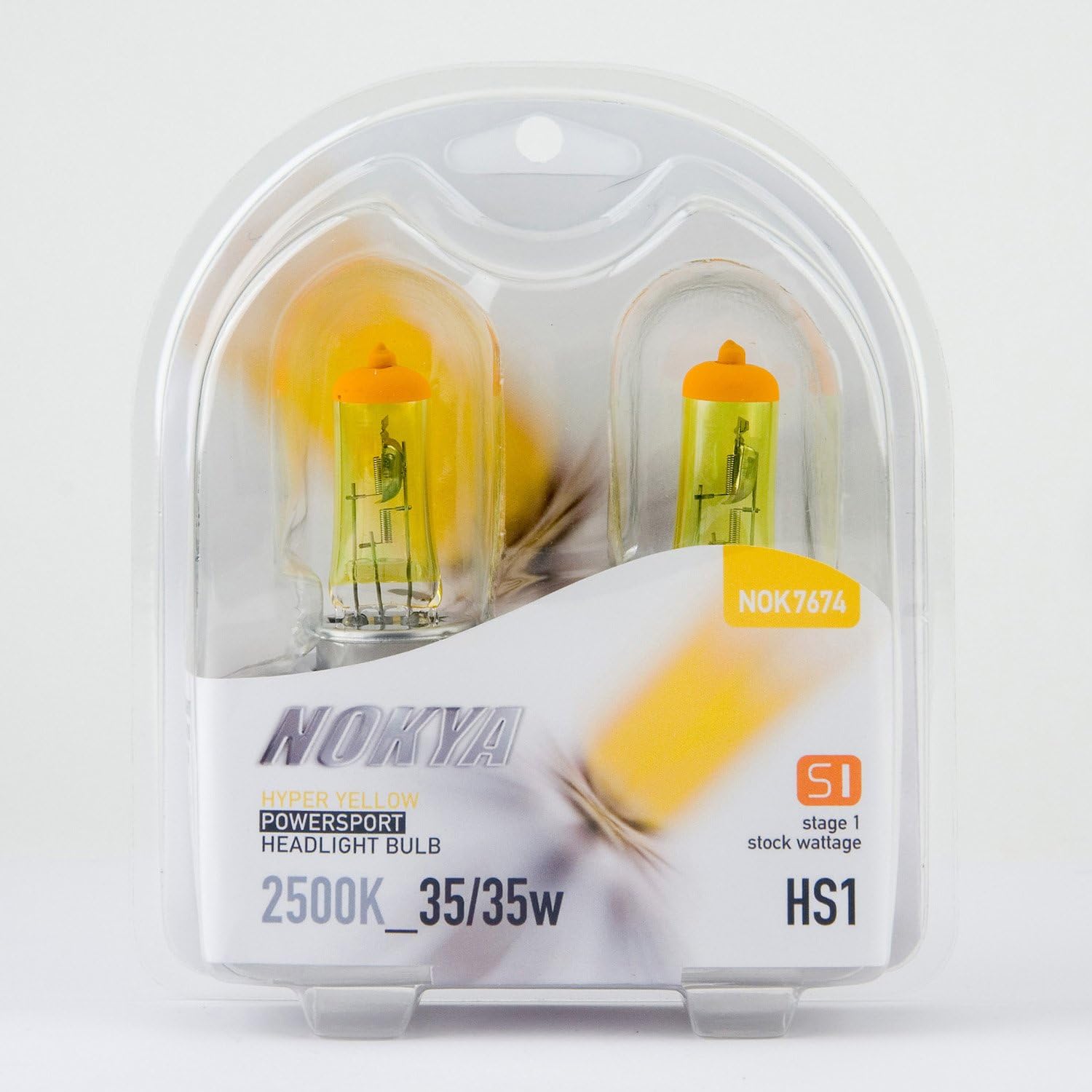 Nokya NOK7674 NOKYA POWERSPORT HEADLIGHT BULB HYPER YELLOW HS1 12V 35/35W (2PC)