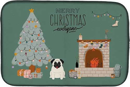 Miniatura 117 de Caroline's Treasures CK7824DDM - Tapete absorbente para secado de platos con diseño de bulldog inglés, rojo y blanco, para encimera de cocina, 14 x