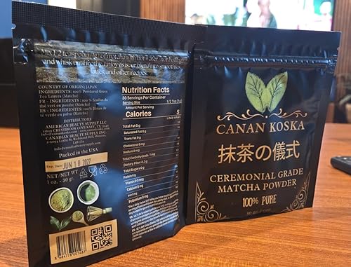 Miniatura 4 de Canan Koska Polvo de matcha de grado ceremonial, té verde molido a piedra de hojas de la primera cosecha, perfecto para batir, lattes o batidos, sin