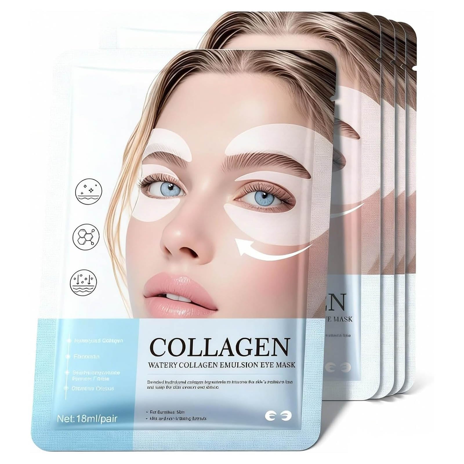 10 paia di cerotti al collagene per occhiaie e gonfiore, maschere per occhi con bio-collagene, complesso peptidico e vitamina C, per pelli sensibili