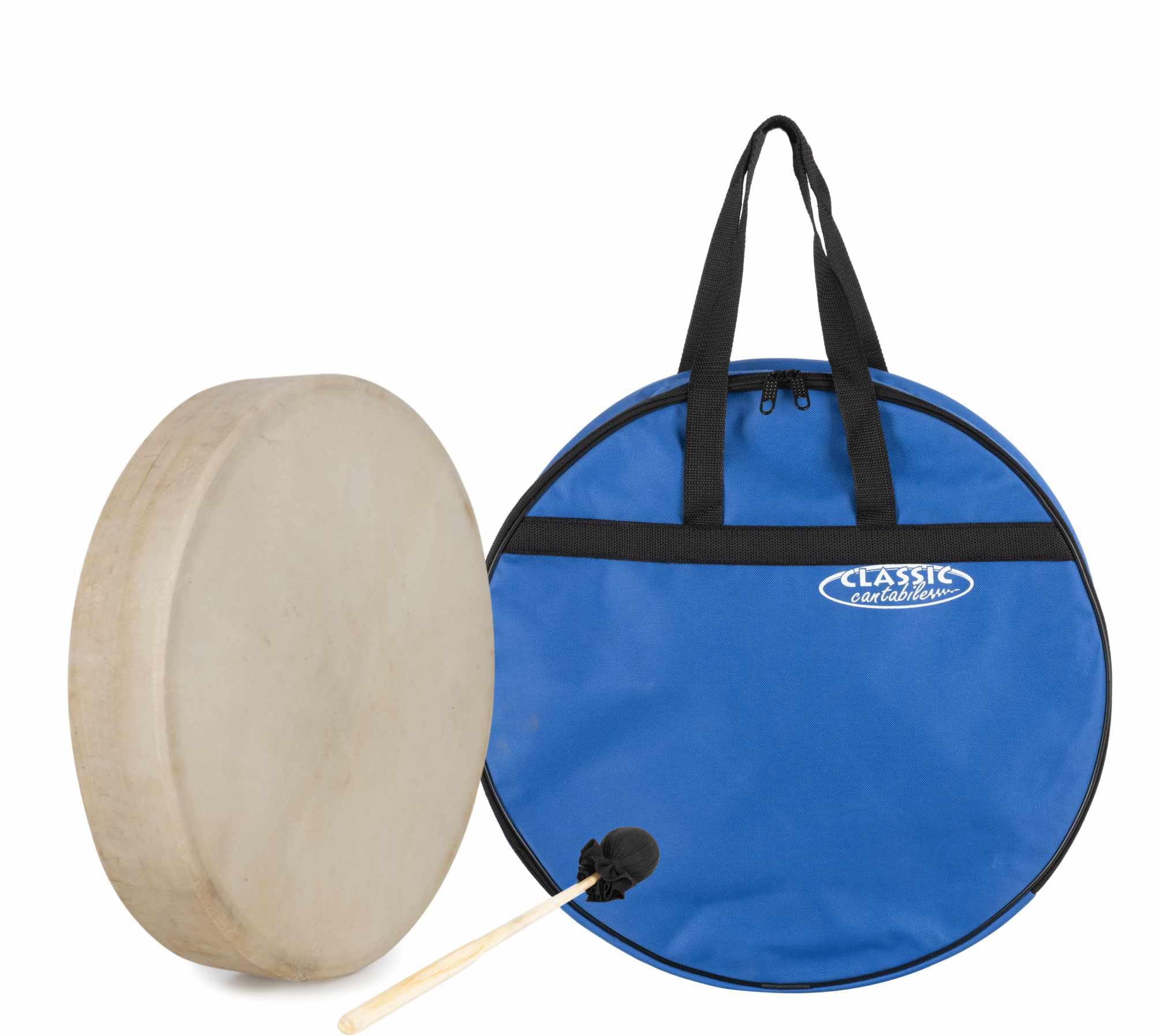 Classic Cantabile SD-16 Tambour Chamanique 16" Ensemble Avec Housse | Tendu avec peau de chèvre, Maillet inclus, Tension par cordage avec fixation, Cadre en frêne massif, Profondeur: 7 cm