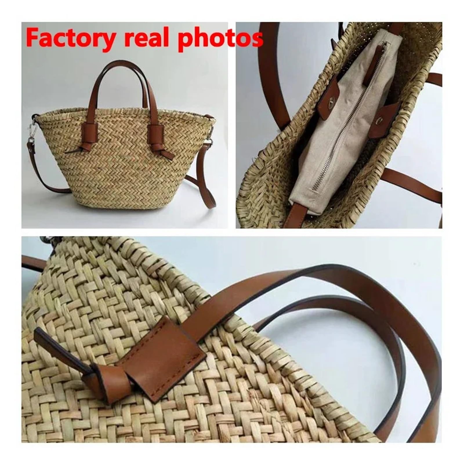 Bolsos de paja para el verano Bolso de mimbre tejido, bolso informal ratán for mujer, paja for playa verano, bandolera un solo hombro Para viajar