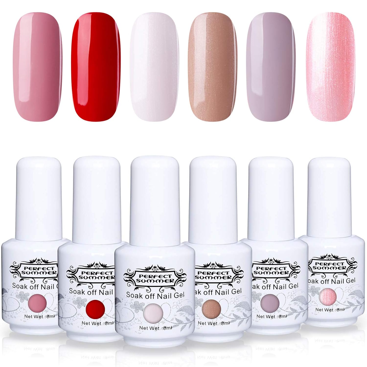 Perfect Summer Newest Gel Nail Polish 6 Colors Gel Nail Varnish Soak Off UV LED Manicure Starter Kit 8ML 052