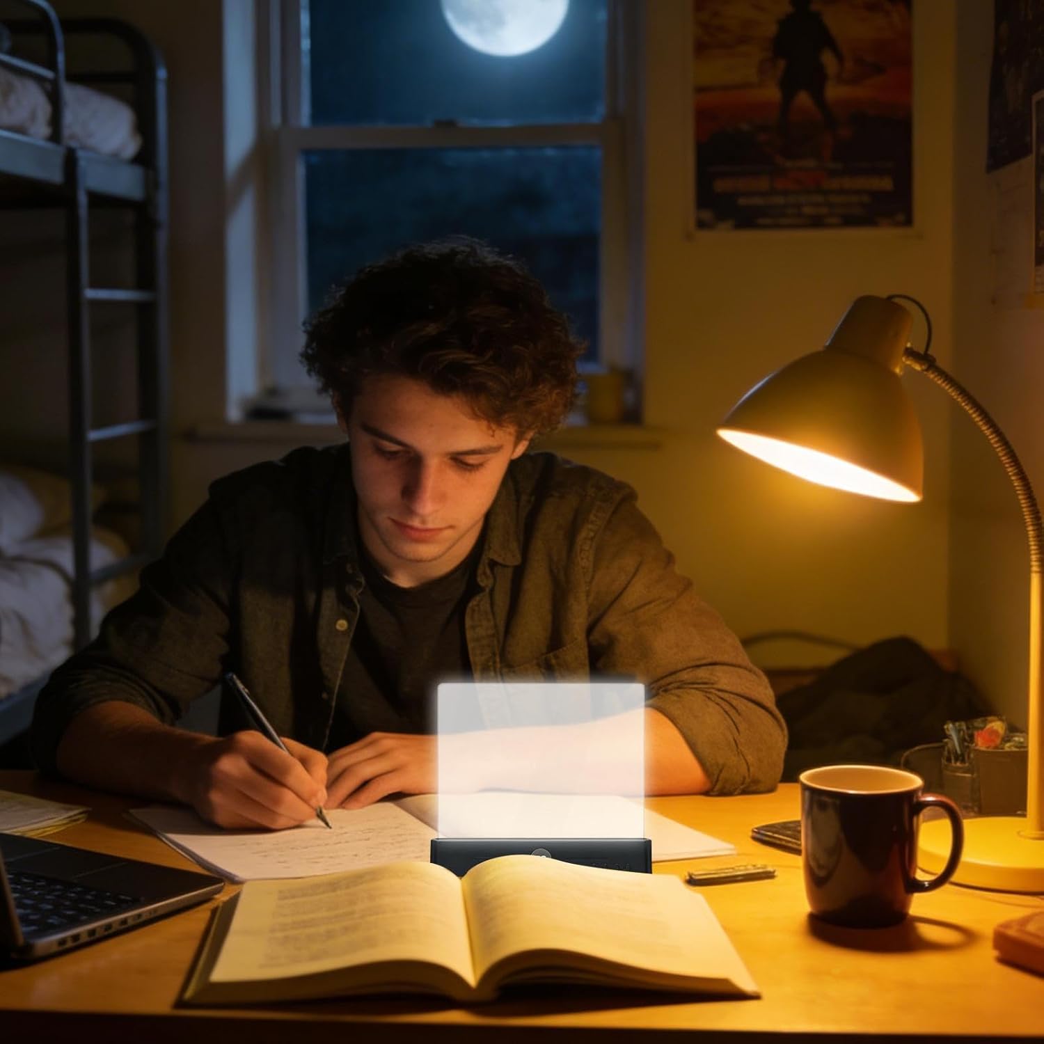 Genérico Smart Flat LED Reading Light, Book Reading Light Flat Bed Clear LED Rechargeable Smart Book Lamp 3 Colors, for Children Readers Home Travel Office