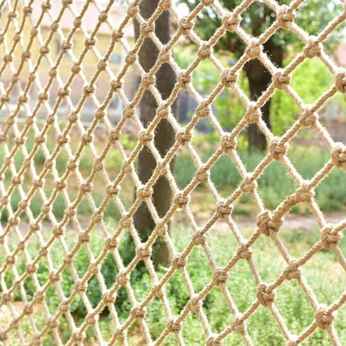 Bzpovb Diamond Mesh Jute Hemp Rope Nets For Safety And Decorative,Rope Ladder For Kids And Pet,Versatile Rope Net,Tree House Climbing Child Safety Stair Balcony Railing Prote(Size:0.5mx4m(1.6X13.1ft),Color:diamond Mesh)