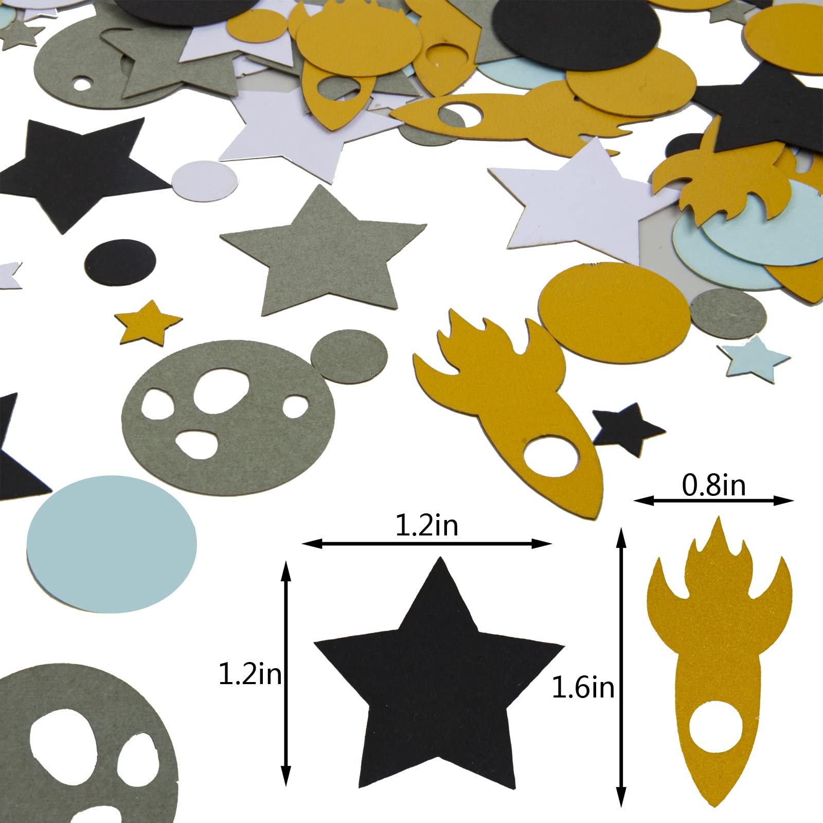 200Pcs Space Party Confetti - First Trip Around The Sun, Outer Space Galaxy Theme Birthday Decorations, Stars, Rockets, Planets Confetti, Space Themed Party Table Decorations, Space Party Supplies