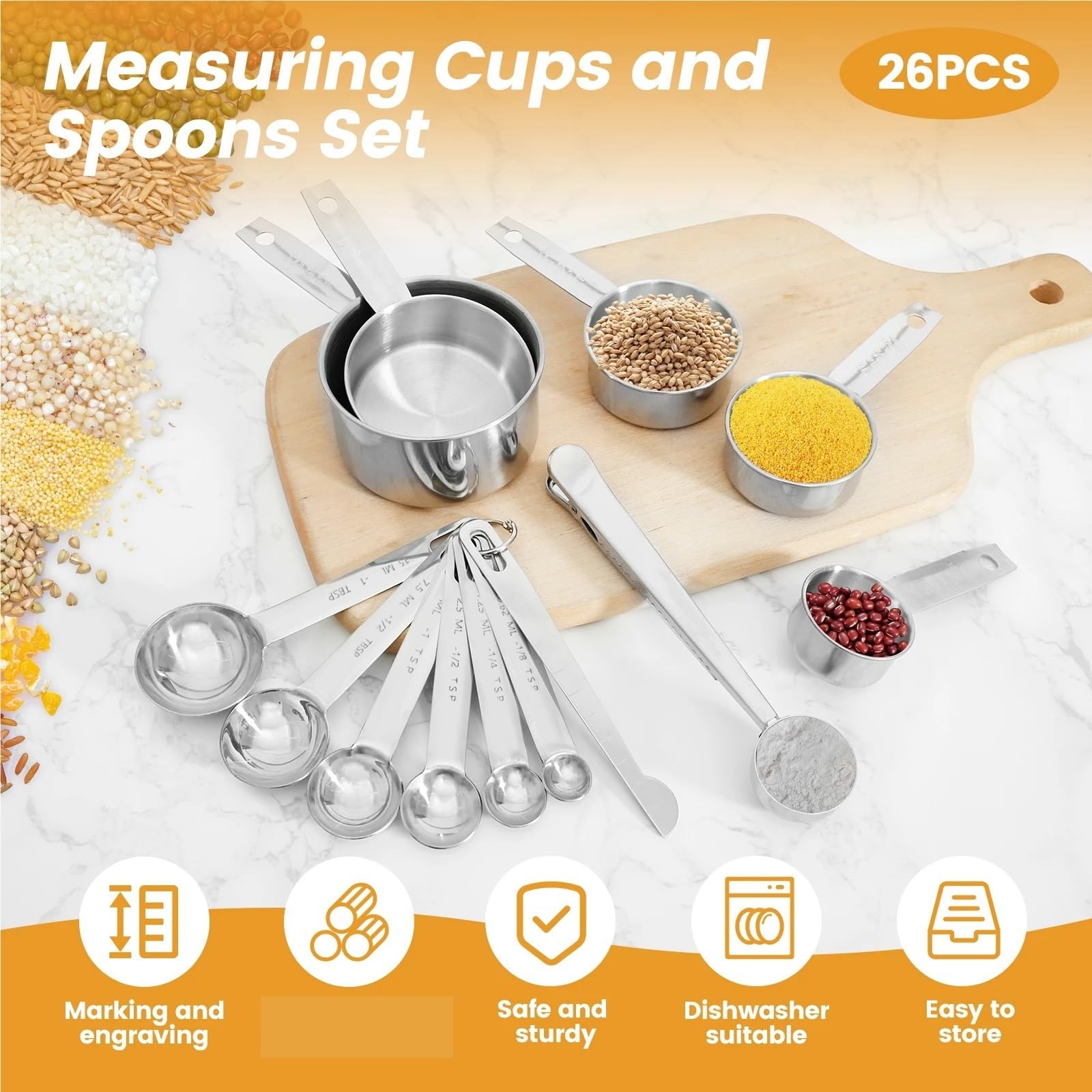 26 Uds cuchara medidora de cocina tazas medidoras herramientas medición