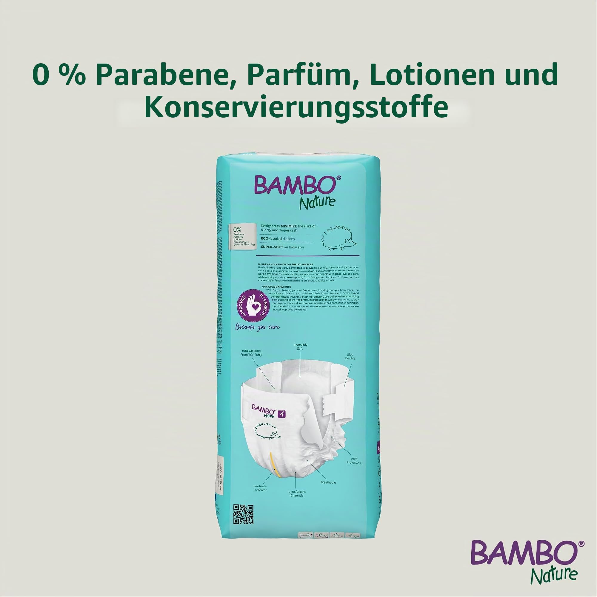 Bambo Nature Premium Eco Windeln, nachhaltige Windeln mit Umweltzeichen, verbesserter Auslaufschutz, sichere und bequeme Babywindeln, sicher und bequem - Windeln Größe 4 (7-14 kg), Maxi, 144 Pck.
