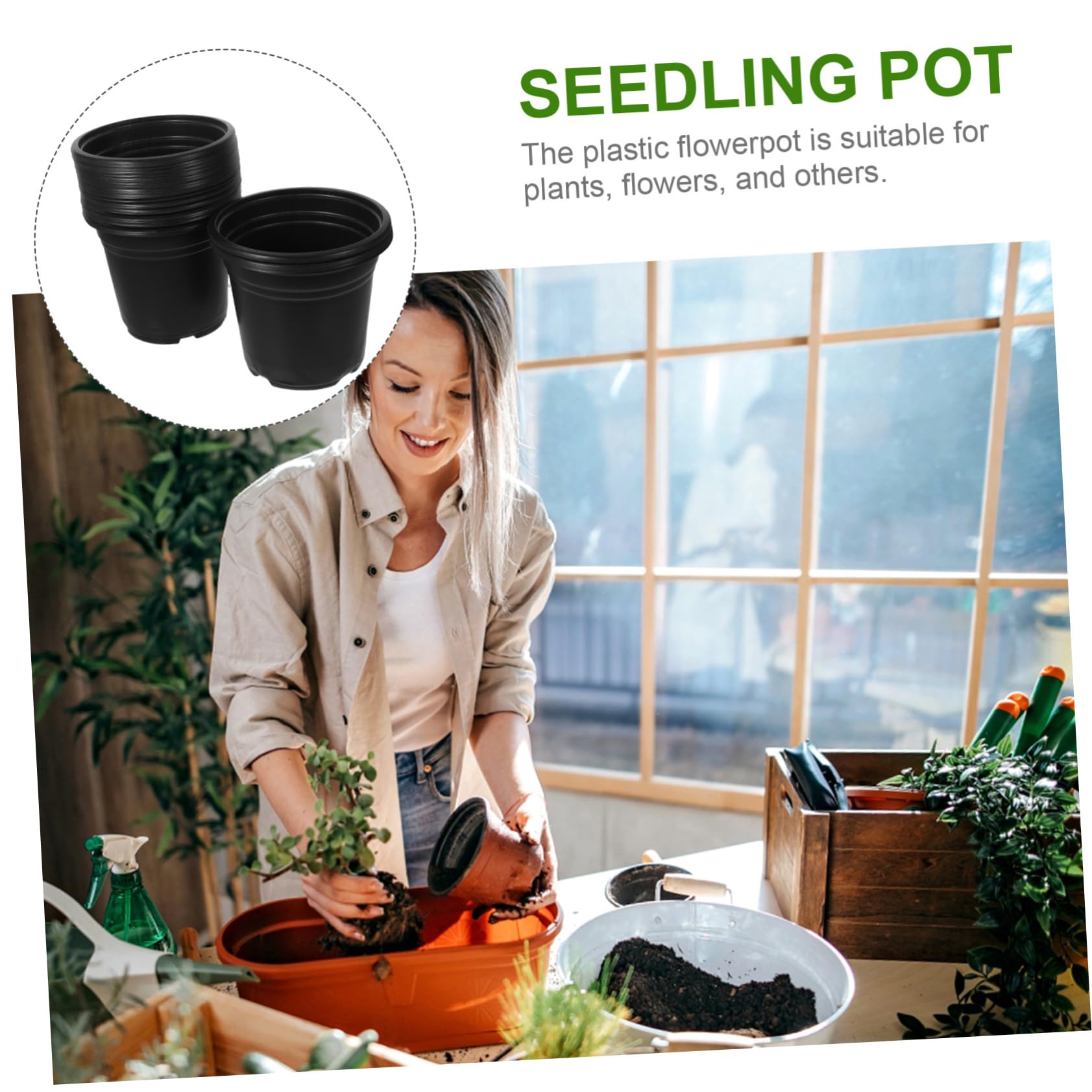 Abaodam Pots de Semis en Plastique Noir 50 Pièces pour Plantes Succulentes Jardin Extérieur Pot de Pépinière Trou Drainage Léger et Réutilisable
