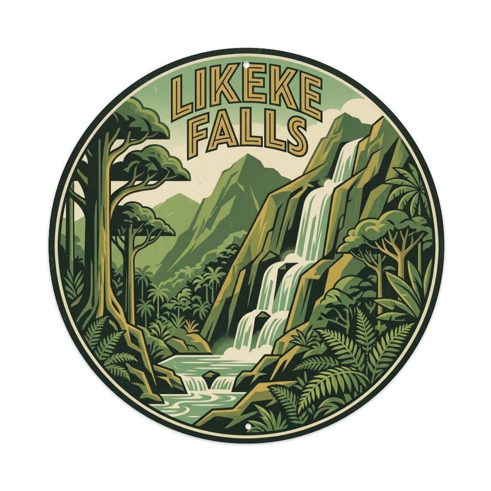 Likeke Falls Hawaii Nature Pacific Waterfall Metal Tin Sign