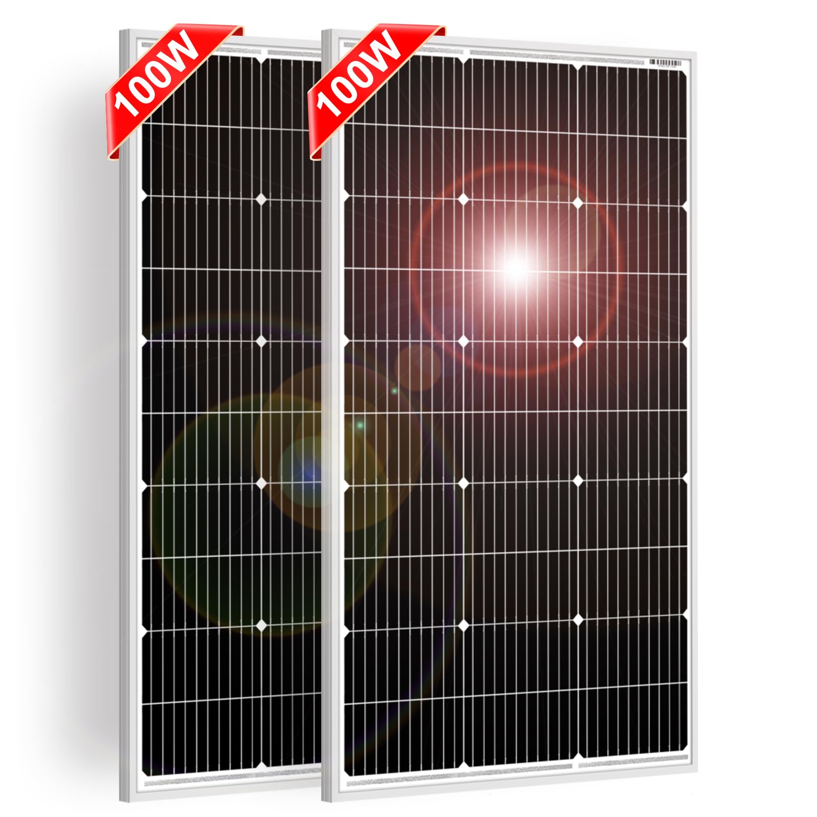 DOKIO 200w(2pcs 100w) 18v Solar Panel Monocrystalline to Charge 12v Battery(Vented AGM Gel) or Off-Grid/RV,Boat
