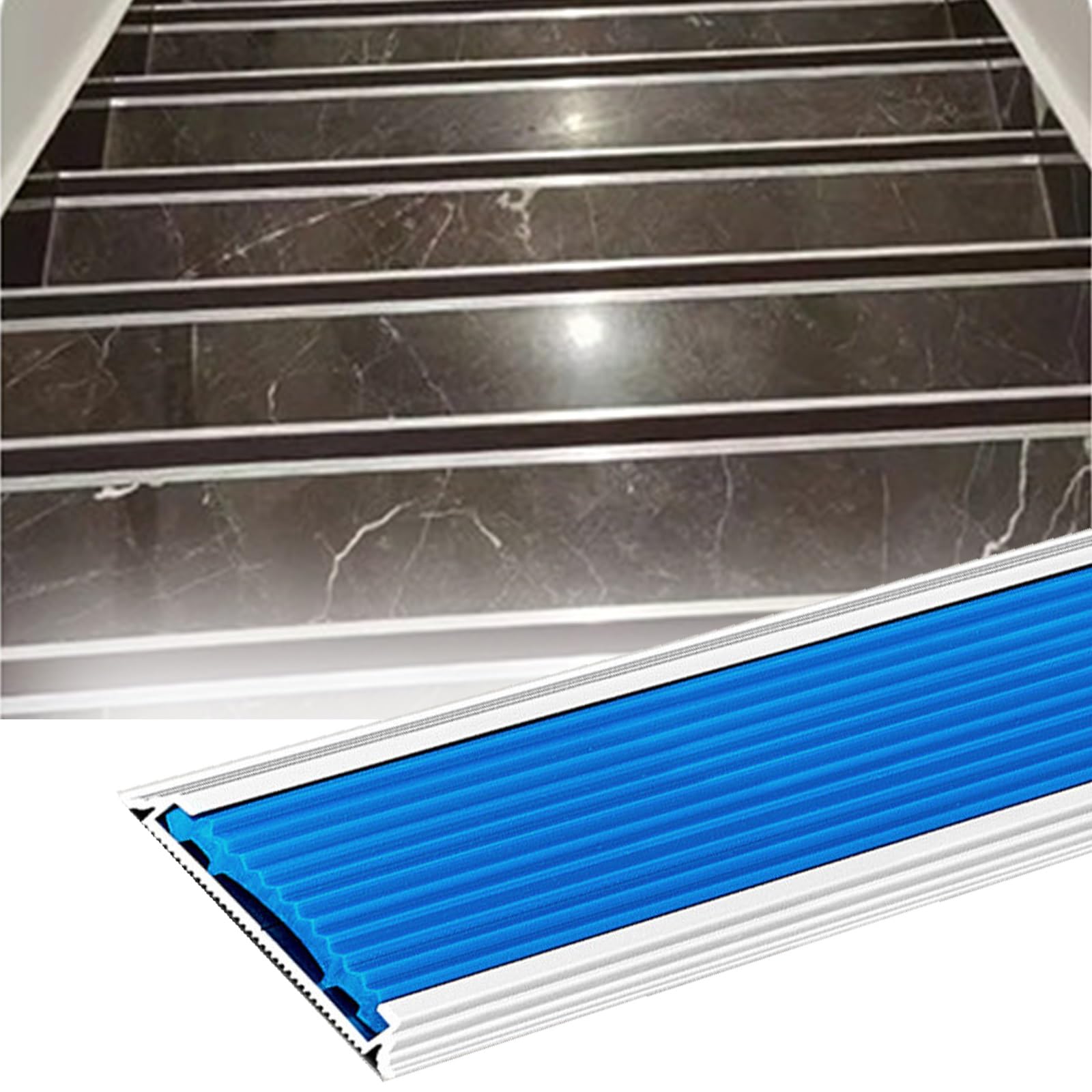 YLLFFLL Stairway Edge Protectors Suitable for Marble Floors, Customizable Stair Nose Molding, 2 Inch Wide Staircase Step Edge Trim(Blue,1.9m/6.2ft)