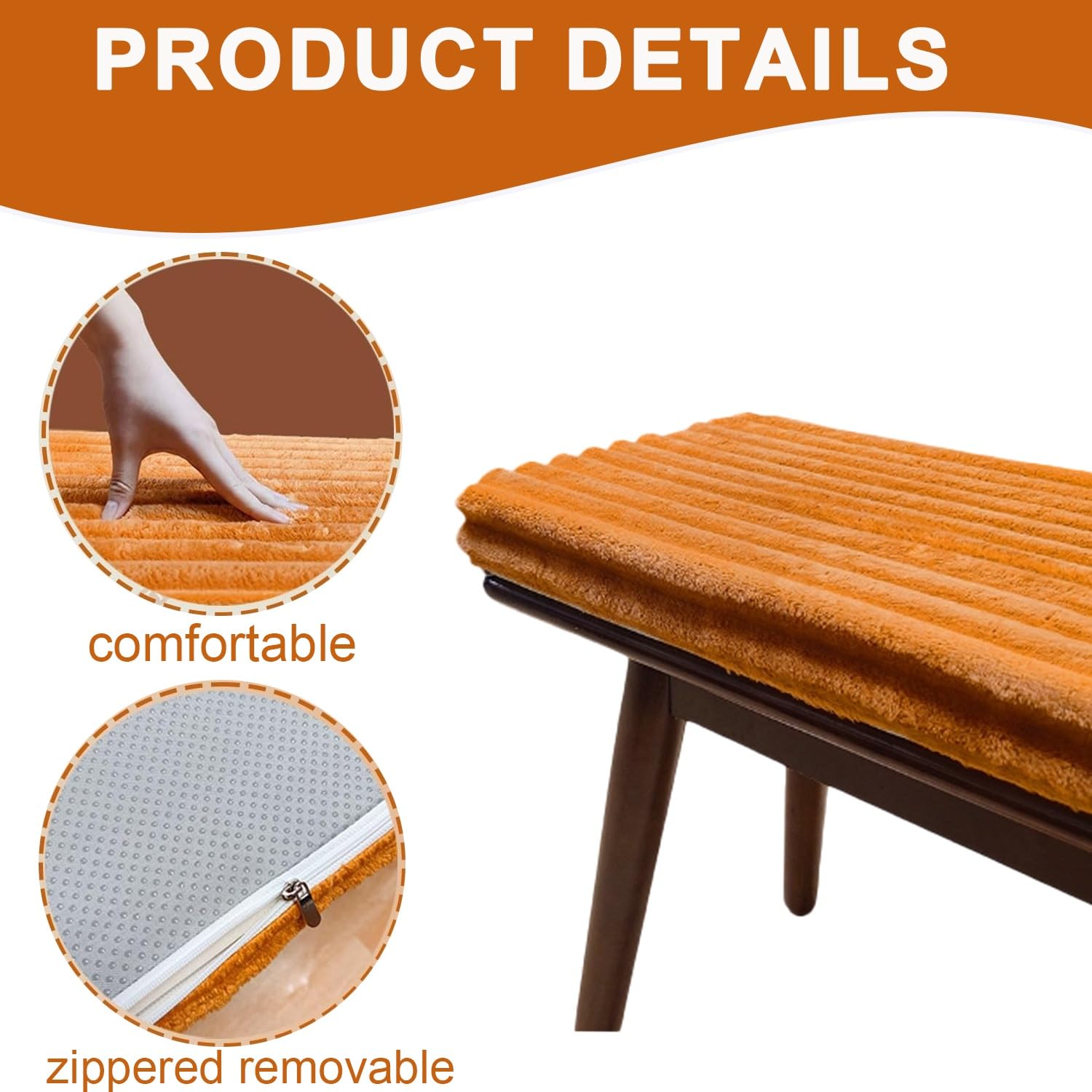 Generisch Bankauflage Sitzkissen 5 cm dick, Waschbar & rutschfest - 120x40 100x40 150x50 160x40 80x40 cm - Cord-Sitzpolster für Bank, Fensterbank, Gartenmöbel und Terrasse(Kaffee,110x45x5cm)
