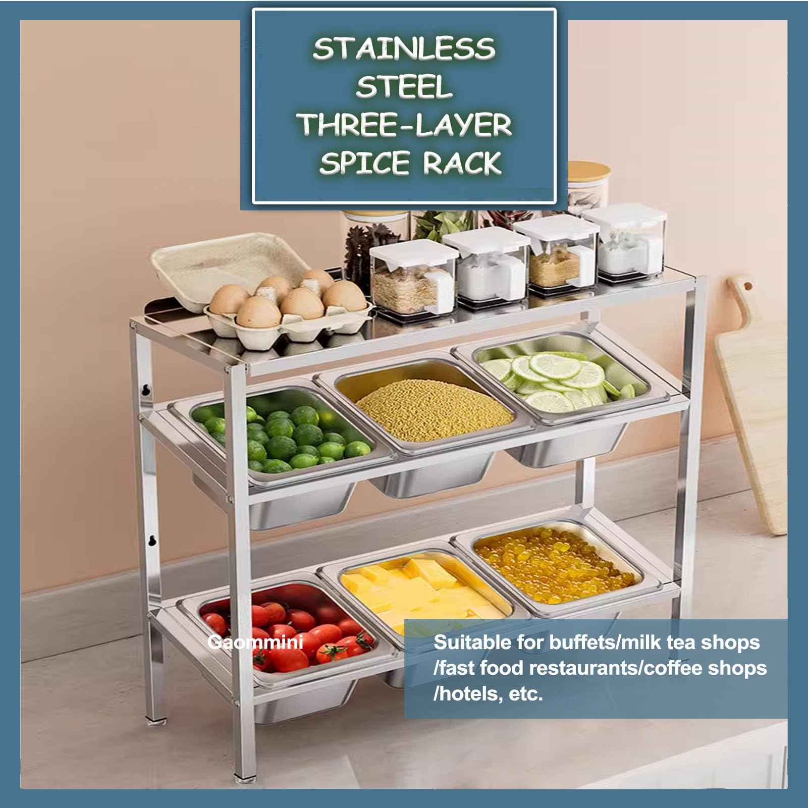 Adjuble inless Steel Se Rack con coperchio - Armadio salvaspazio Sto Solut per condimenti da cucina e dispensa - Perfetto per la casa nizat