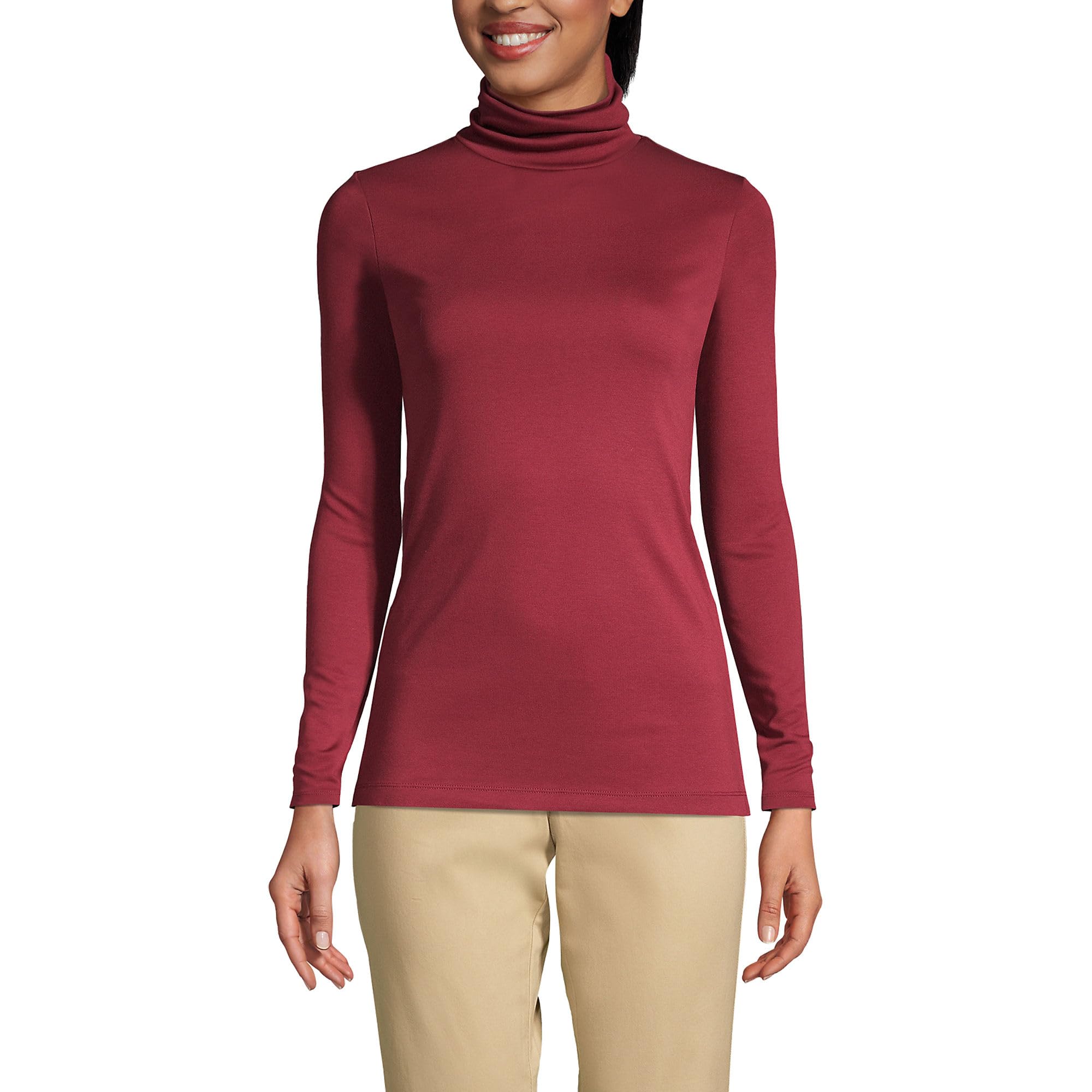 Lands End Womens Supima Cotton Fitted Long Sleeve Turtleneck