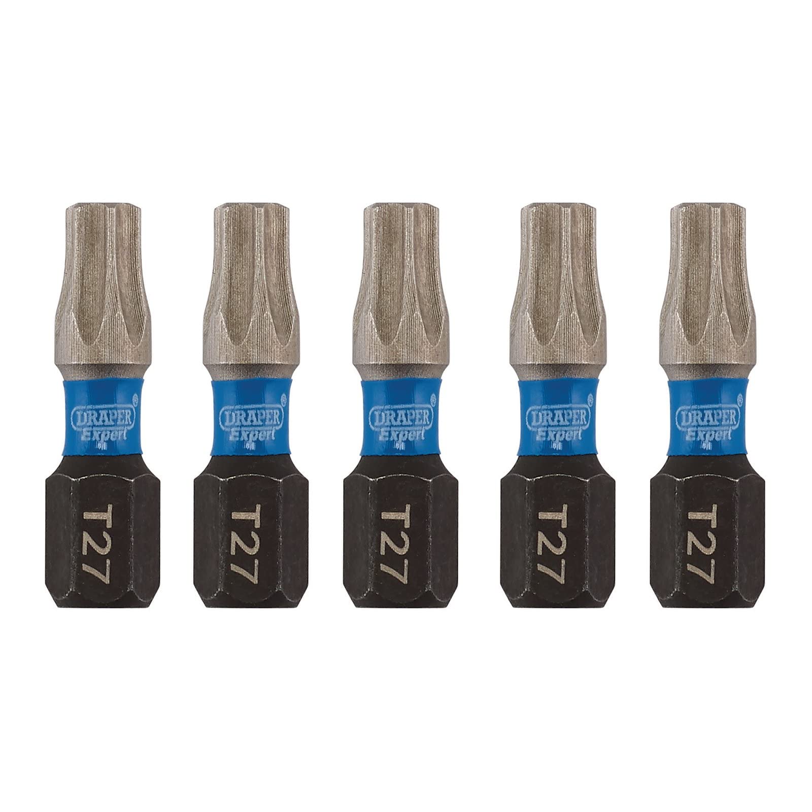 Draper 05495 TX-Star Impact Screwdriver Bits, T27 x 25mm (Pack of 5), Blue and Black - Image 2