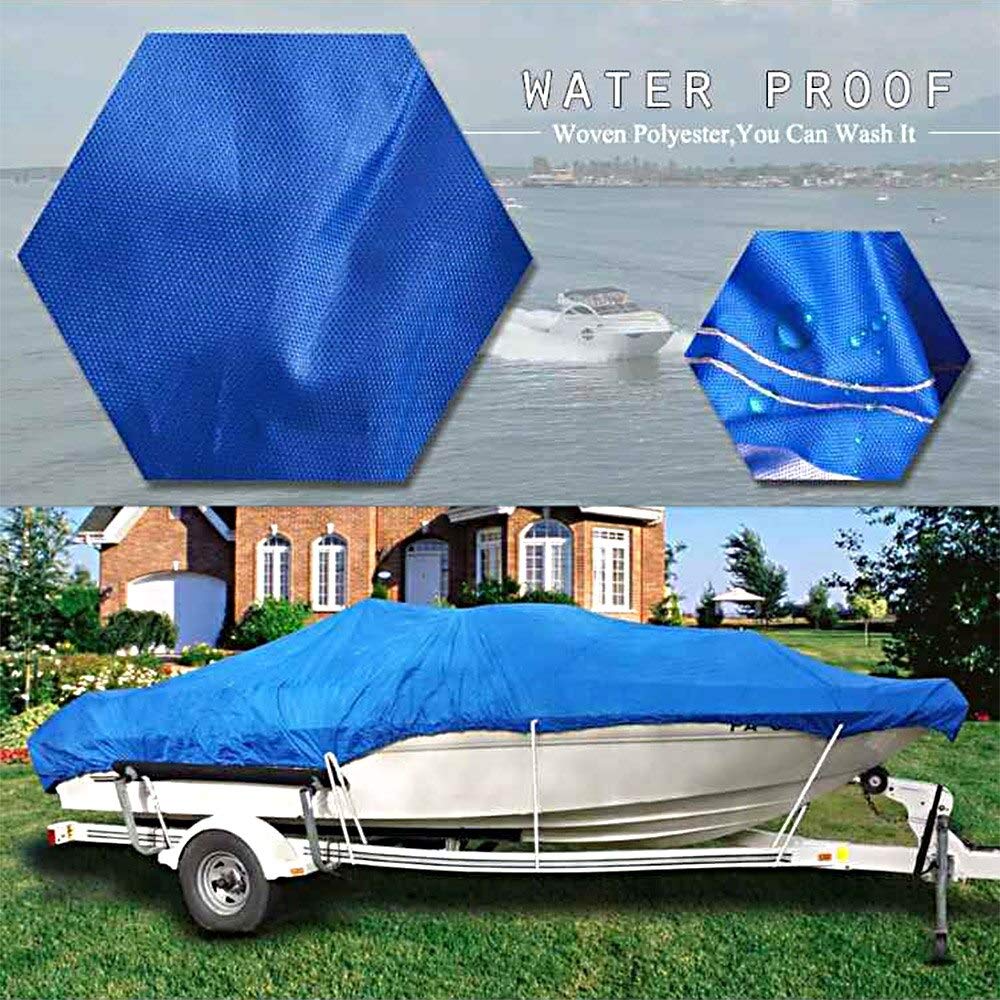 Telo per Barche Heavy Duty 14-16FT / 17-1 9FT / 20-22FT. Trave 90inch Trailexrablex 210d Break Breade Break Cover Impermeabile UV. Blu protetto (Size : 14-16FT)
