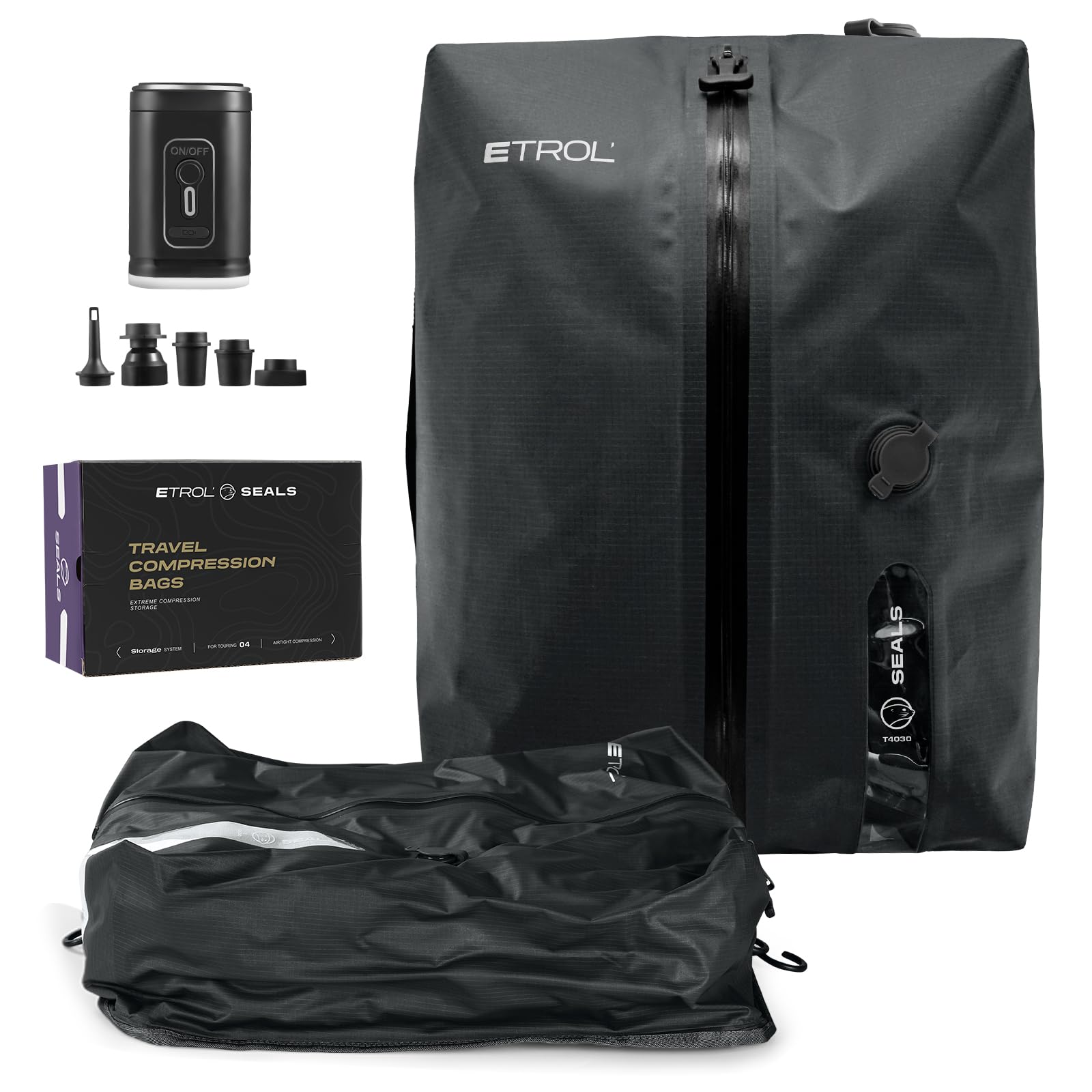 TPU Vacuum Bag for Travel, 70D Nylon Reusable Compression Bag with IP67 Waterproof Zipper, Compression Packing Cubes for Clothing, Space Saver Bags