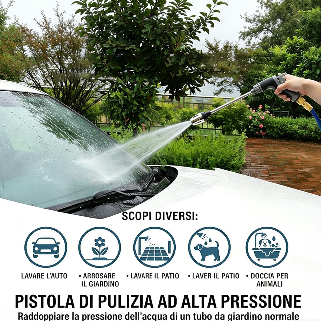 Jetterix Idropulitori, Jetterix Pressure Washer Nozzle con Serbatoio Schiuma, Lancia Idropulitrice Portatile, Ugello per Tubo Pistola, per Pulizia di Autolavaggio, Vialetto, Patio e Giardino (A,1PC)