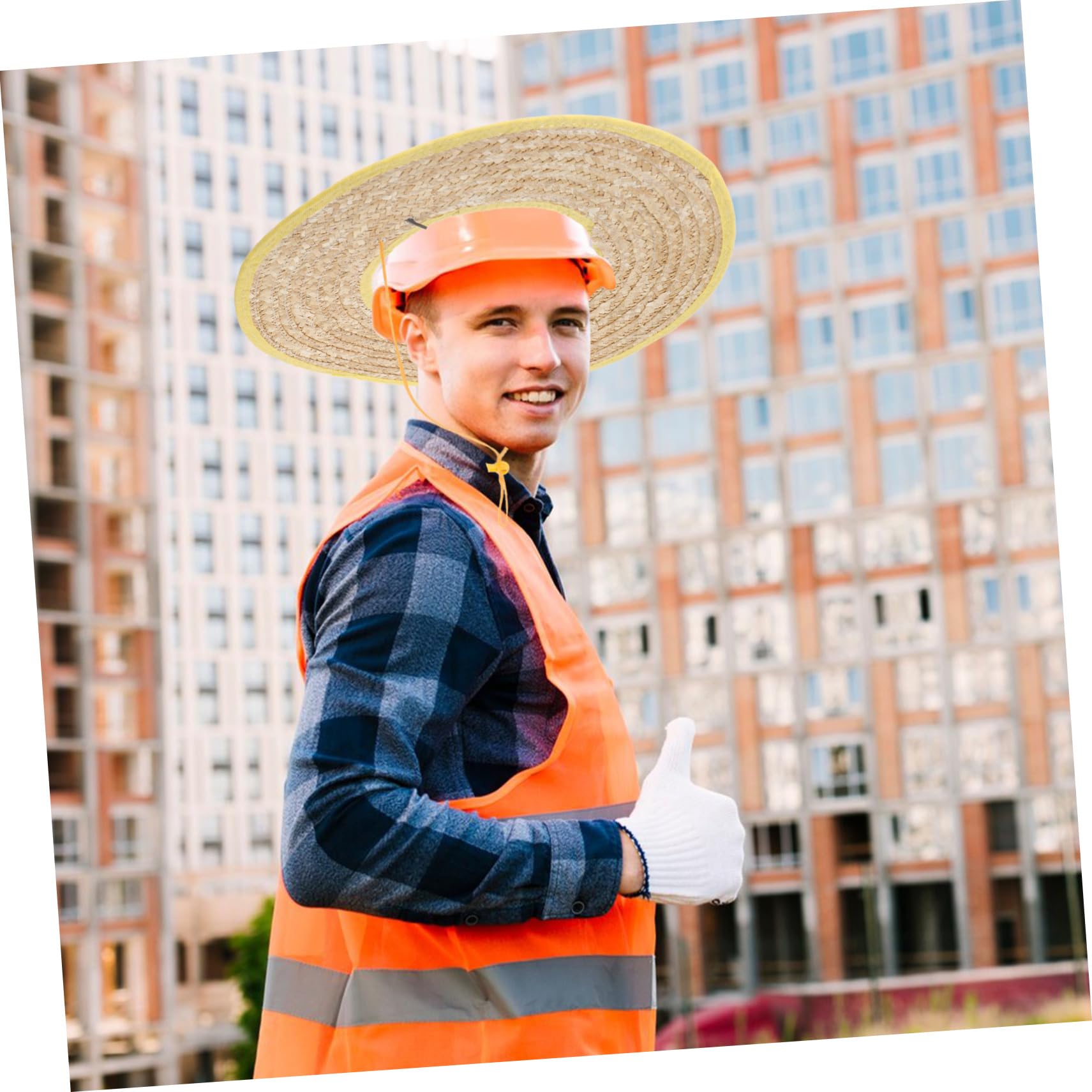Sonnenschutz für Schutzhelm aus Weizenstroh, 2 Stück mit Breiter Krempe | Bauhelme und Hardhats, Leichtes Design, für Outdoor Aktivitäten und Radfahren Zufällige Farbe