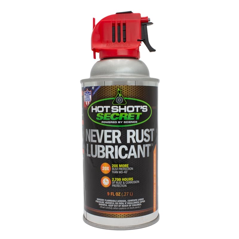 Hot Shot's Secret Never Rust Lubrificante Penetrante em Spray para Proteção contra Ferrugem, frasco de 266 mL