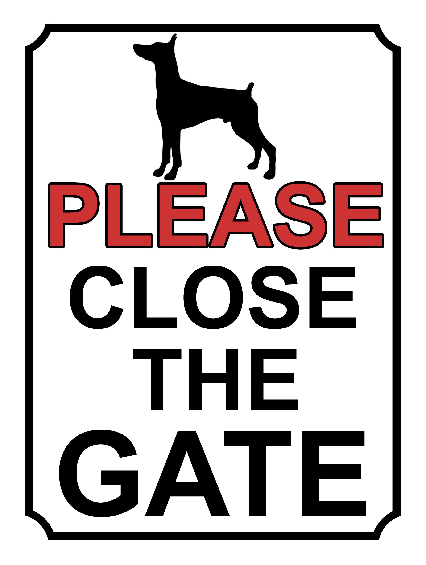 SHAWPRINT PLEASE CLOSE THE GATE DOG THEME METAL SIGN 267MM X 200MM (363H1L) LARGE 10" X 8"