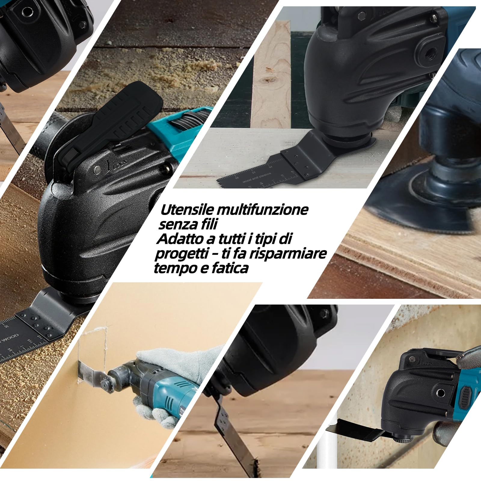 Batteria multifunzione compatibile con Makita 18 V, strumento oscillante a 6 velocità e motore senza spazzole, smerigliatrice e raschietto, strumento multifunzione – senza batteria