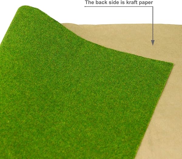 Evemodel 100 * 41 cm Grasmatte- Landschaftsbau Farblich Sortiert Wiesen Matte, Modelleisenbahnrasen Rasenmatte Grasmatte Gras Minigarten Bonsai Dekor (Gras Grün) - 2