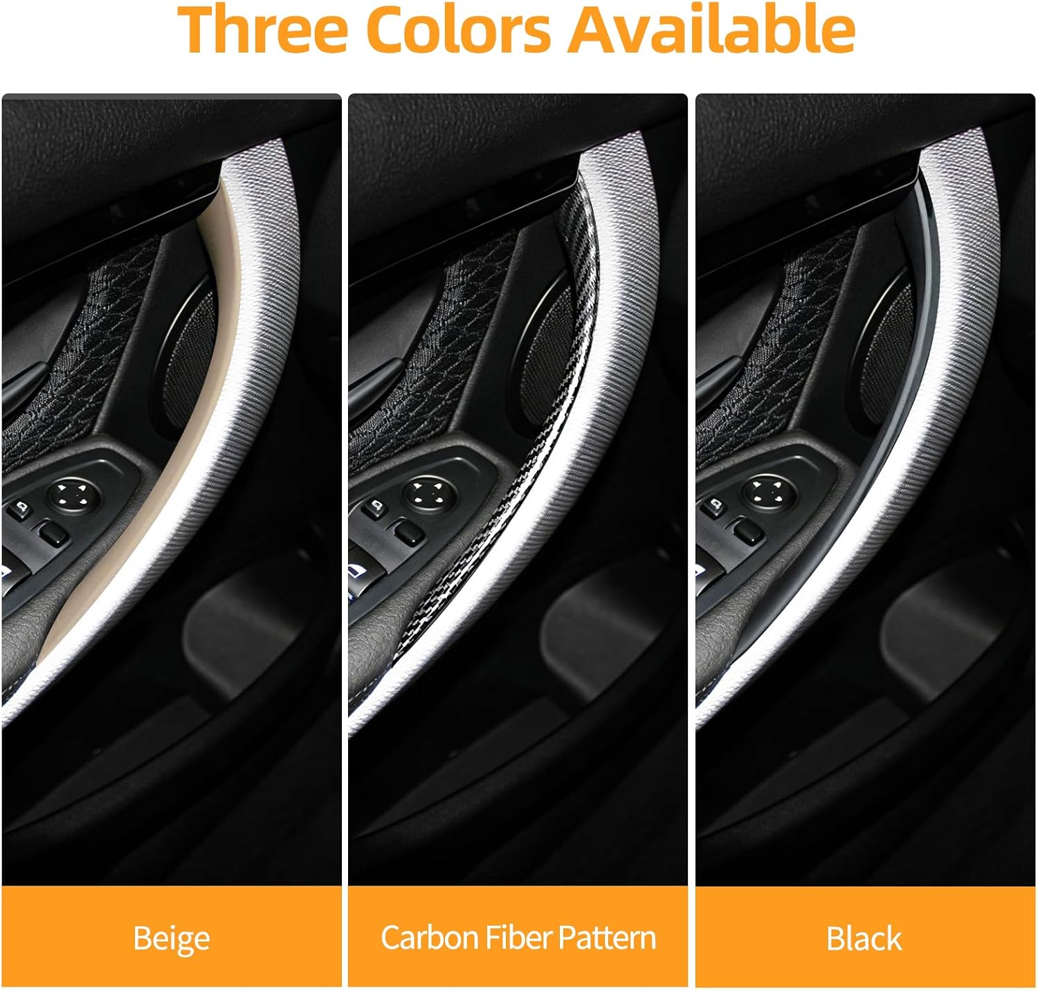 2 PCS Door Handle Covers for BMW 3 Series 320i 328i 330i 335i M3 F30/F31 and 4 Series 428i 435i M4 F32/F36 Accessories, Front Driver & Passenger Side Inner Door Pull Handle Cover(Black)