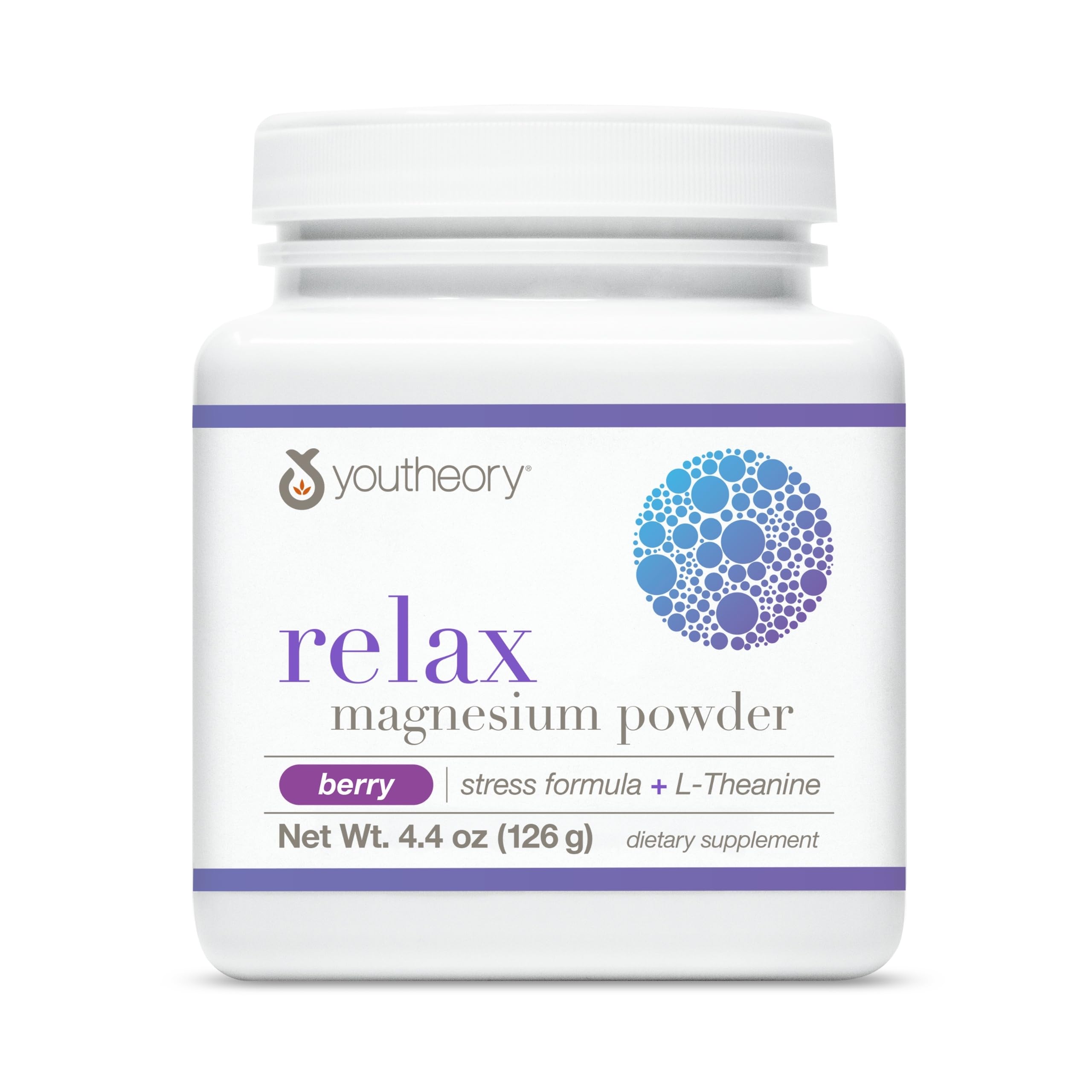 Youtheory Relax Magnesium Powder, Berry, 4.4 oz, 21-Day Supply 4.4 Ounce (Pack of 1)